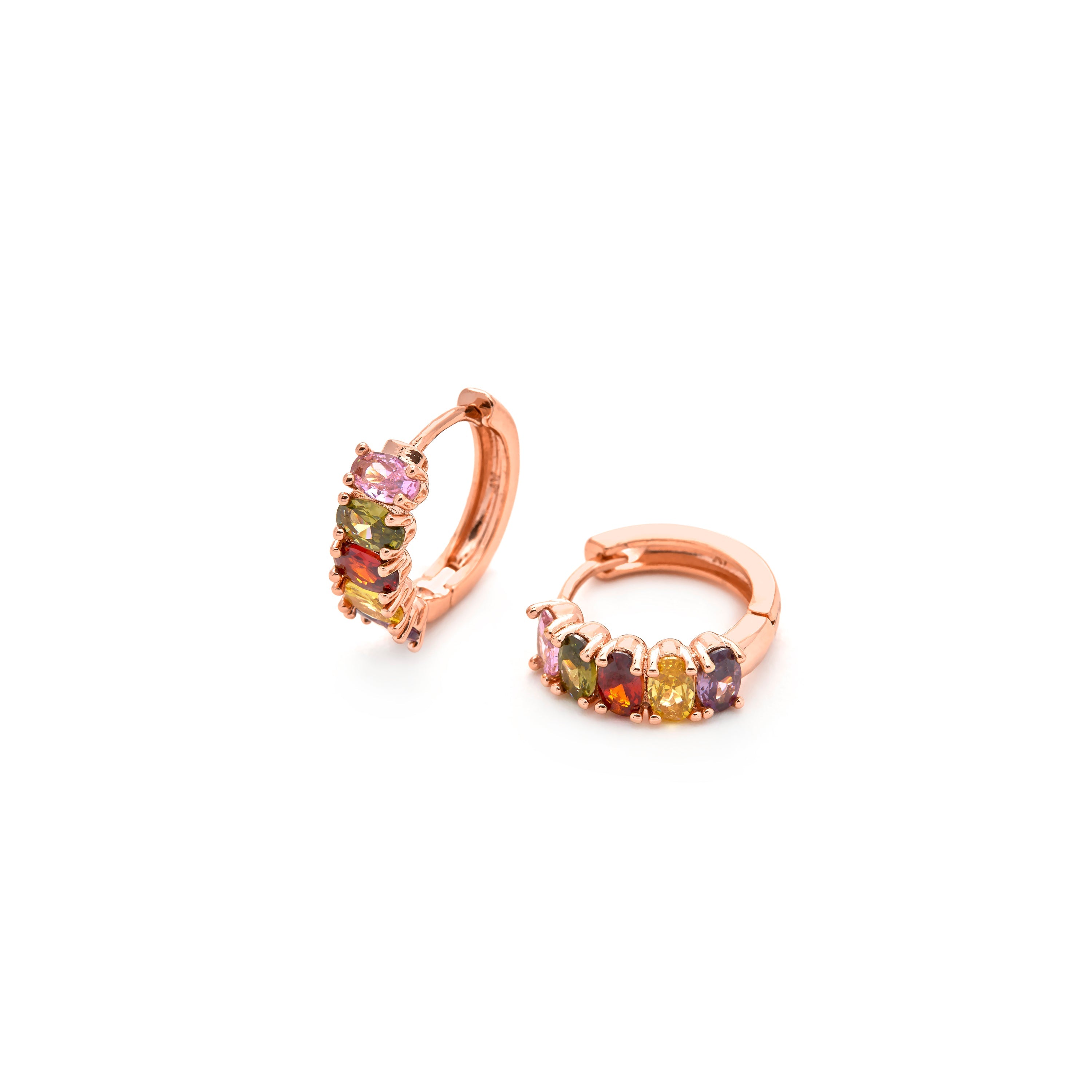 Multicolor Zirconia Earrings with 18k Yellow Gold Finish - Fimiw