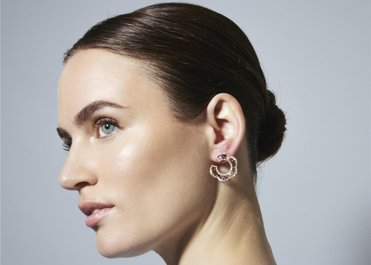 Multicolor Zirconia Stud Earrings in 18k Yellow Gold Plating - Prorax