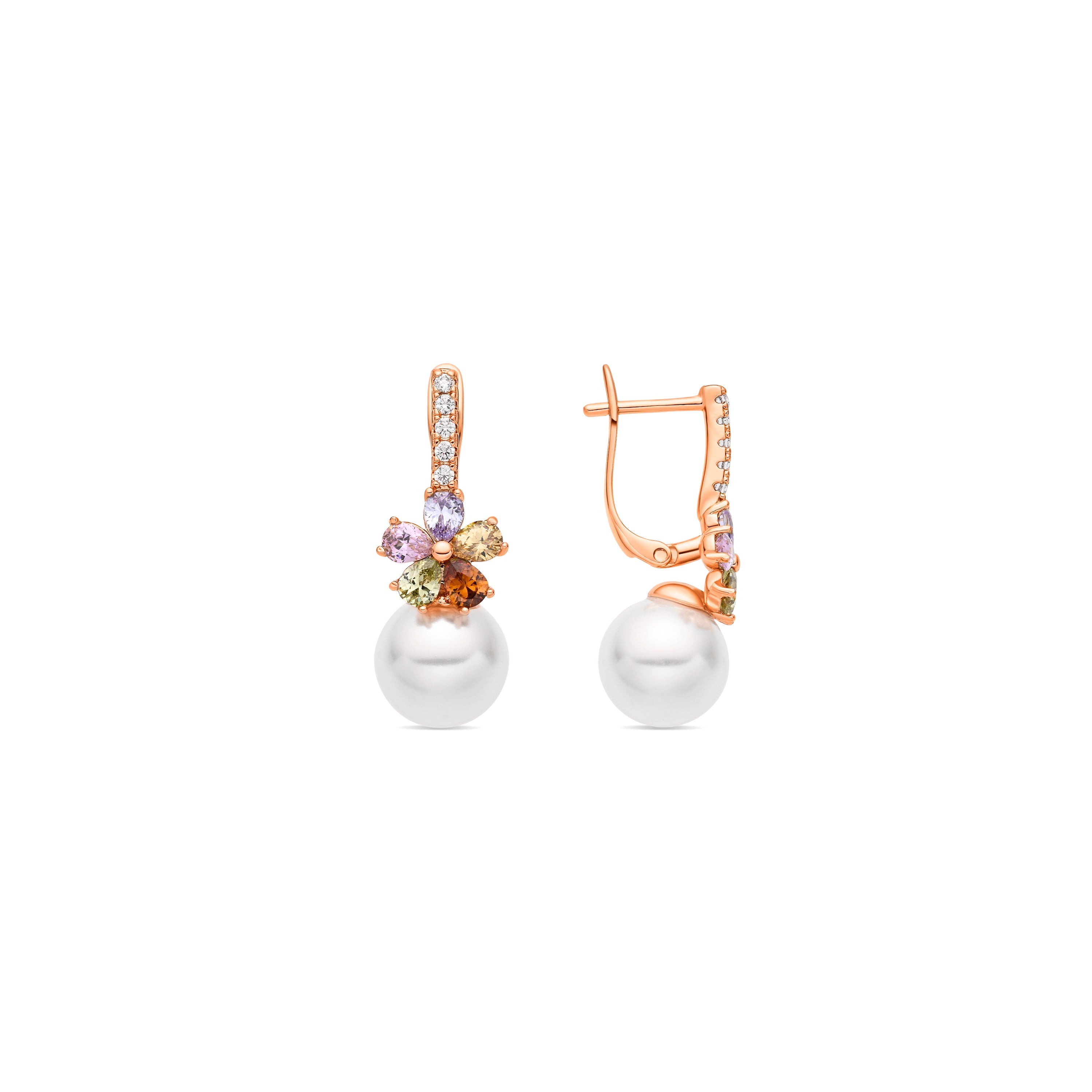 Multicolor Zirconia Earrings with 18k Yellow Gold Finish - Vaza
