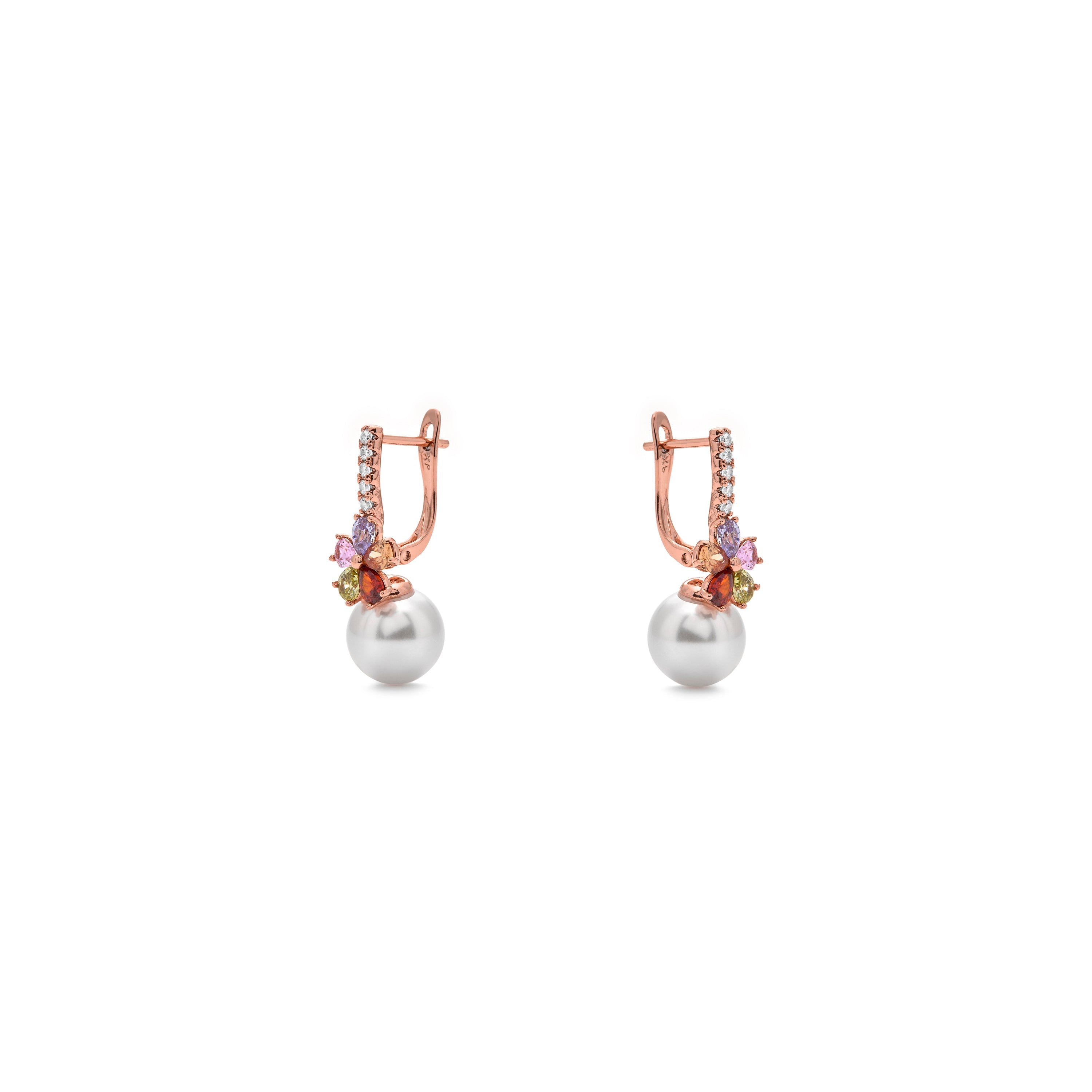 Multicolor Zirconia Earrings with 18k Yellow Gold Finish - Vaza