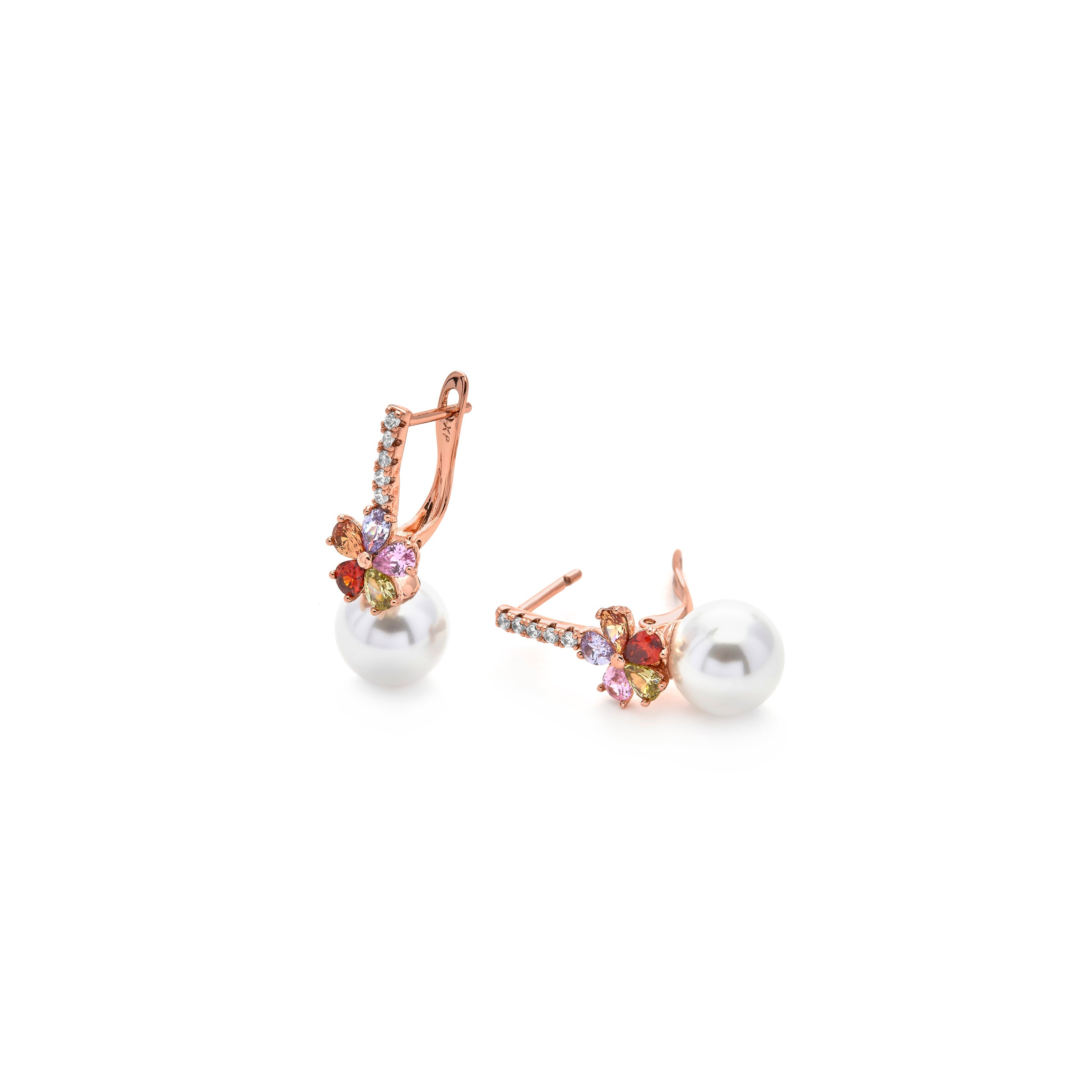 Multicolor Zirconia Earrings with 18k Yellow Gold Finish - Vaza