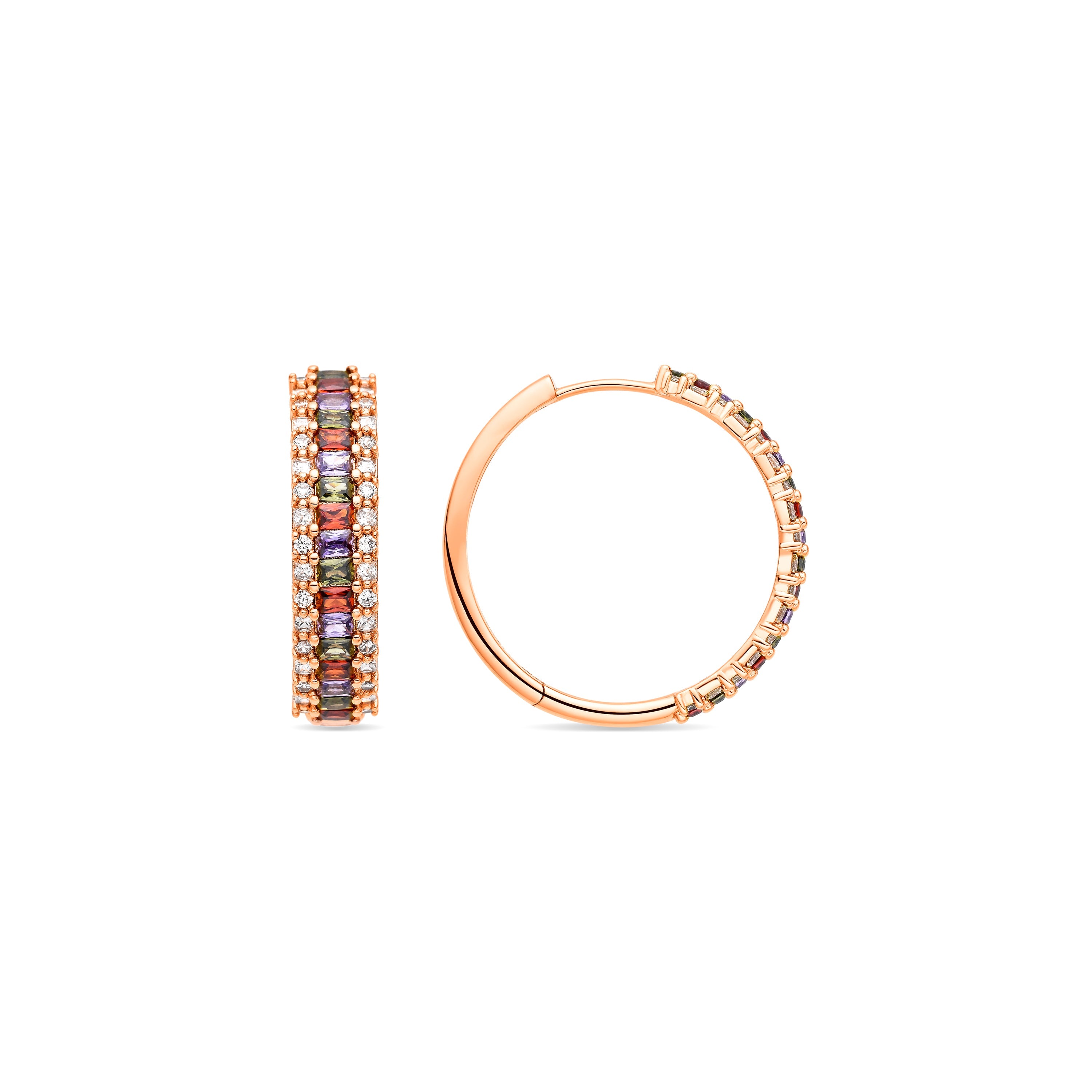 Multicolor Zirconia Stud Earrings in 18k Yellow Gold Finish - Forast
