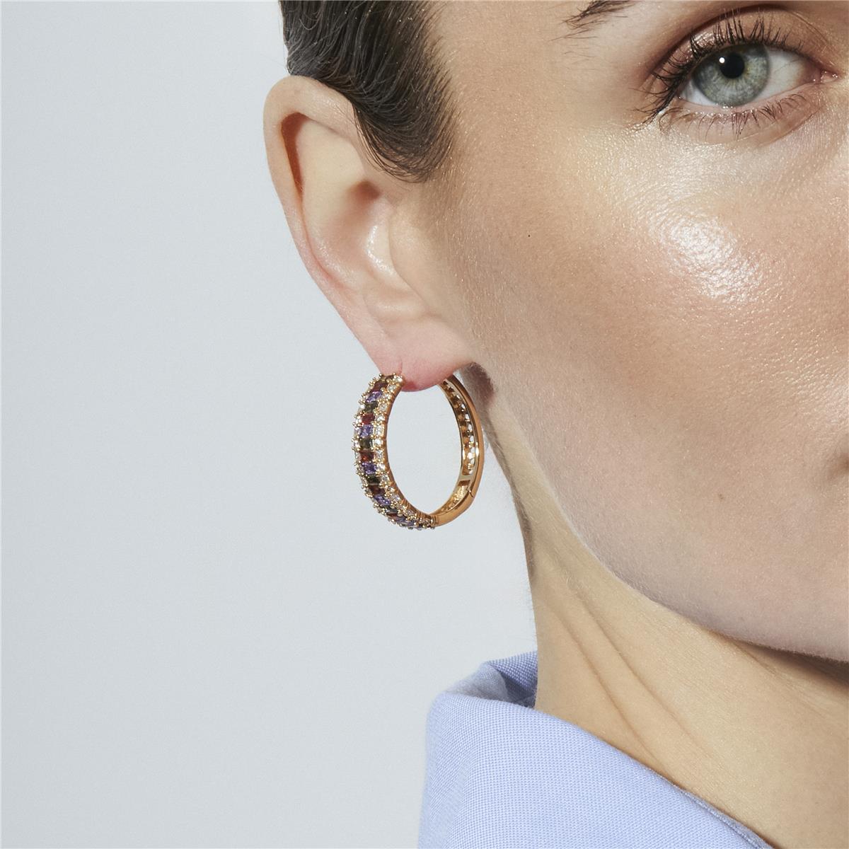 Multicolor Zirconia Stud Earrings in 18k Yellow Gold Finish - Forast