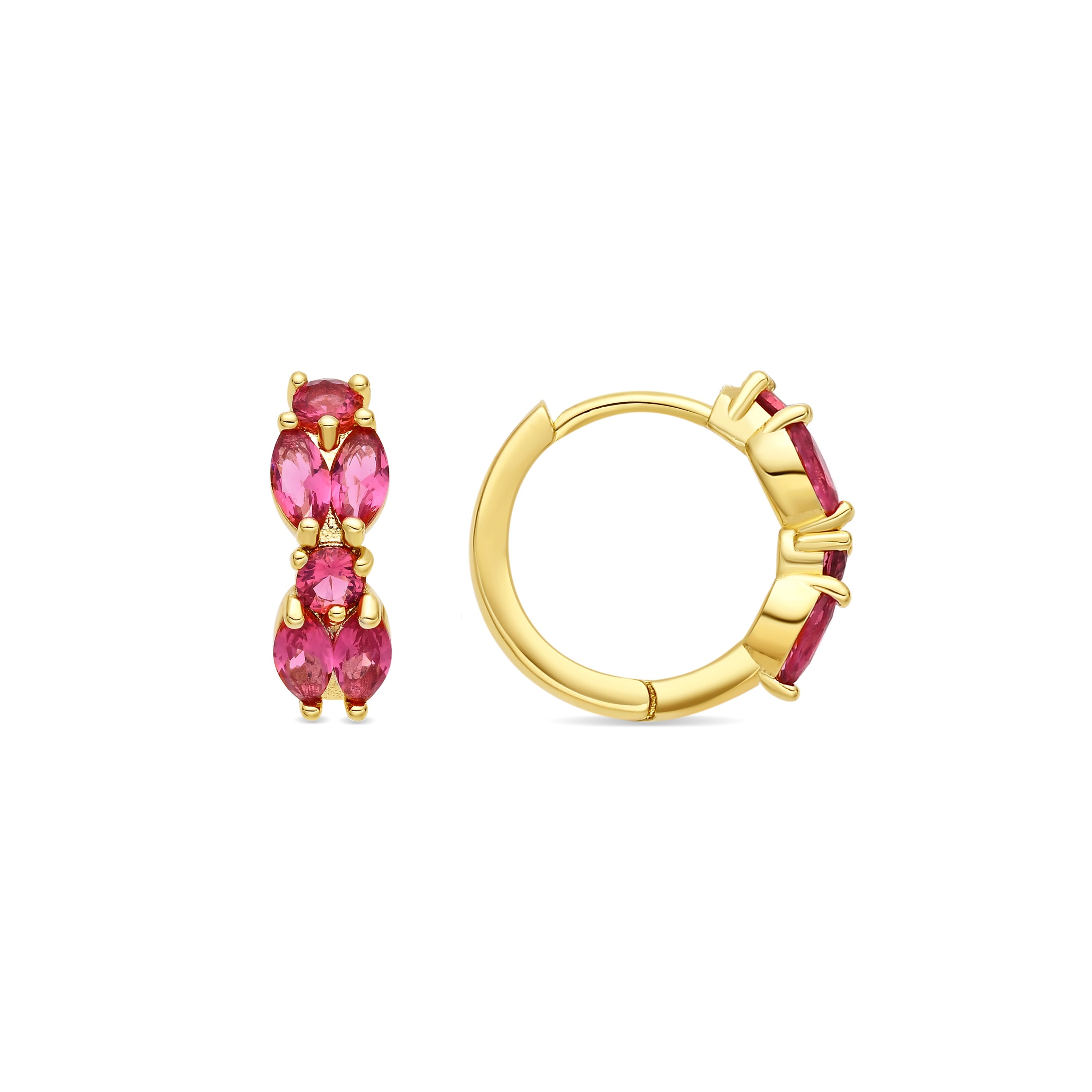 18k Yellow Gold Finish Ruby Zirconia Earrings - Urmo