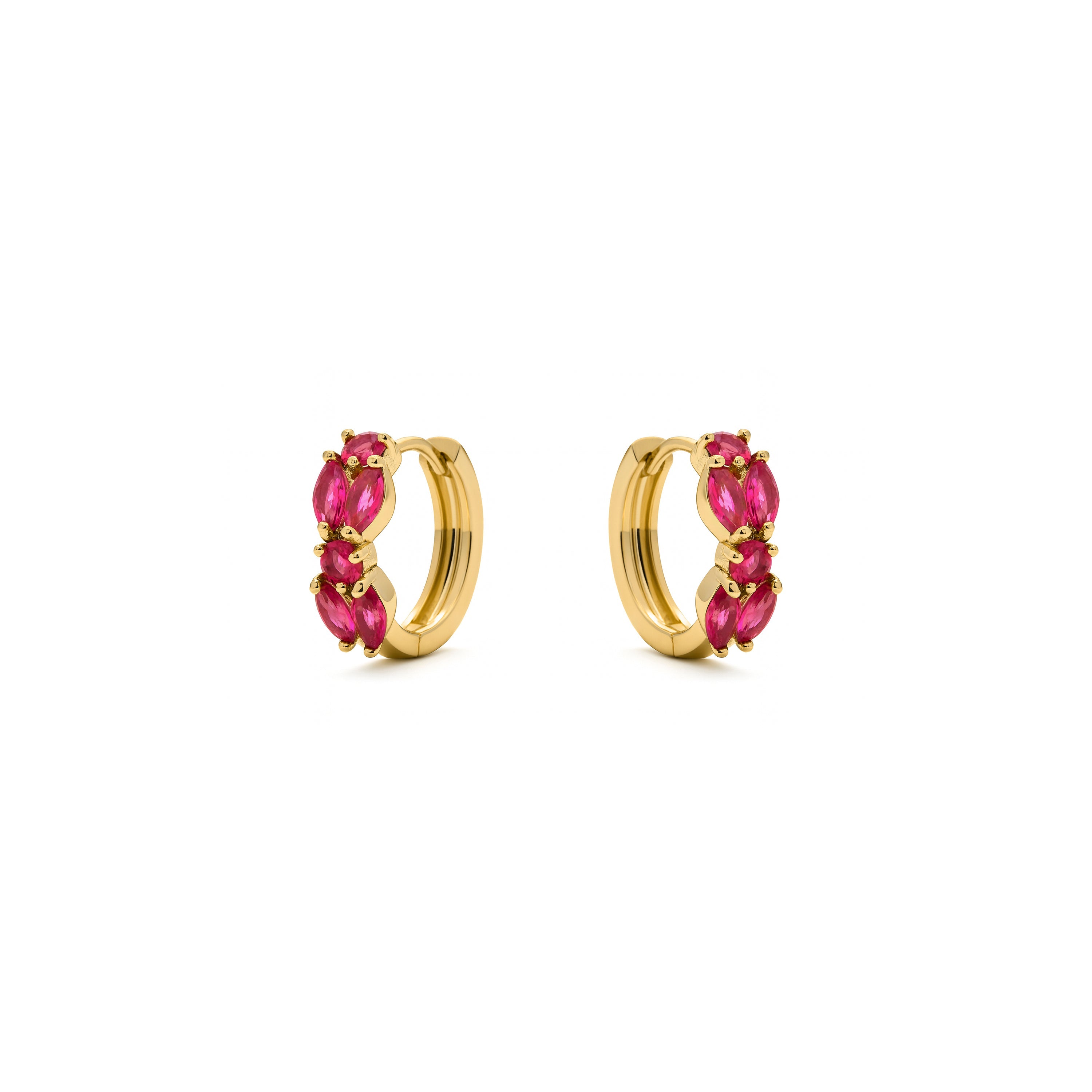 18k Yellow Gold Finish Ruby Zirconia Earrings - Urmo