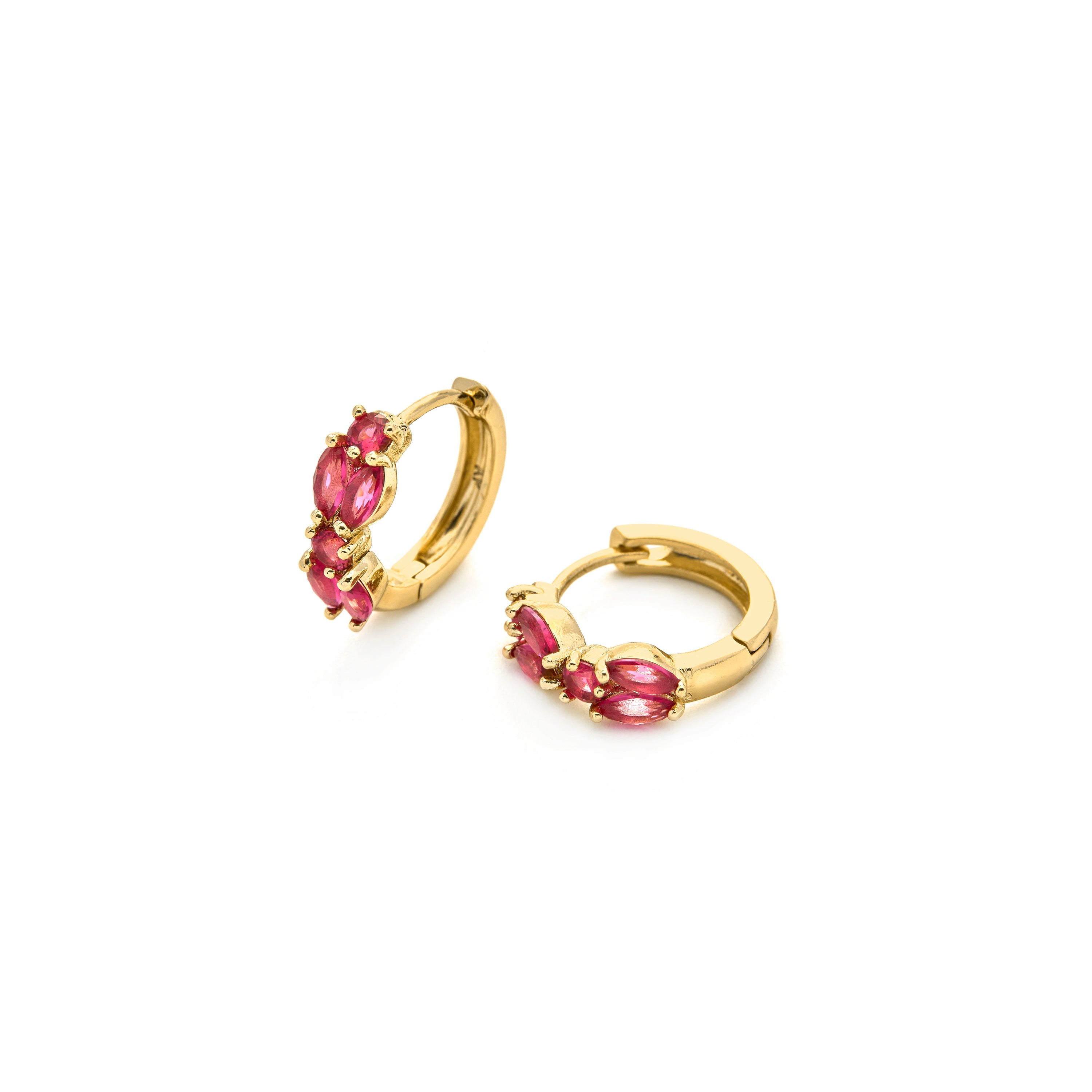 18k Yellow Gold Finish Ruby Zirconia Earrings - Urmo