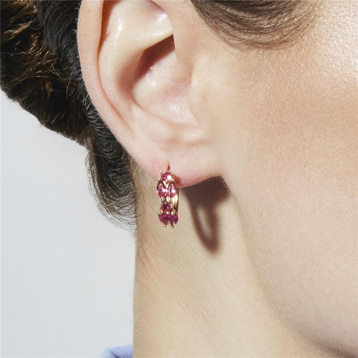 18k Yellow Gold Finish Ruby Zirconia Earrings - Urmo