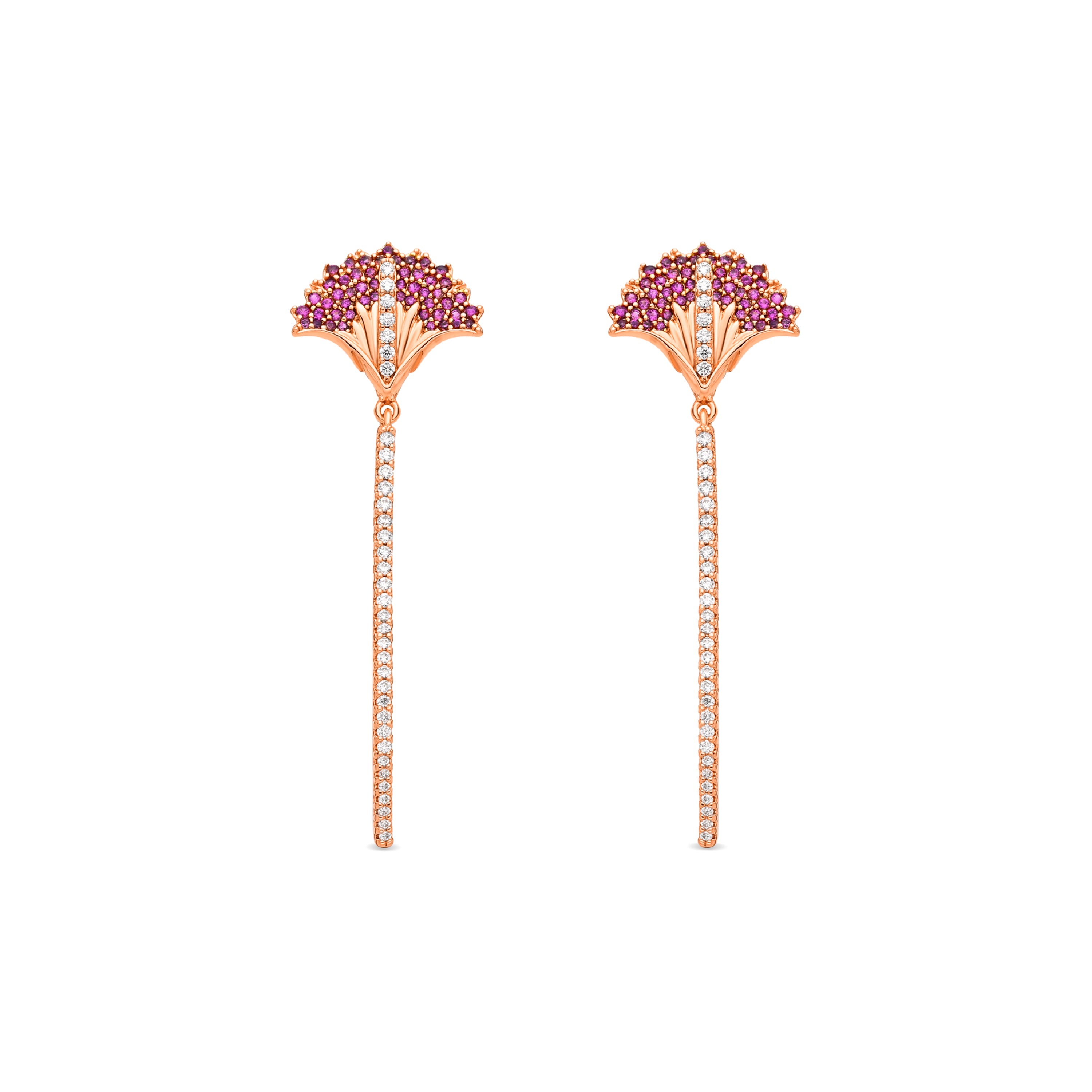 18k yellow gold-plated Ruby Zirconia earrings - Shiren