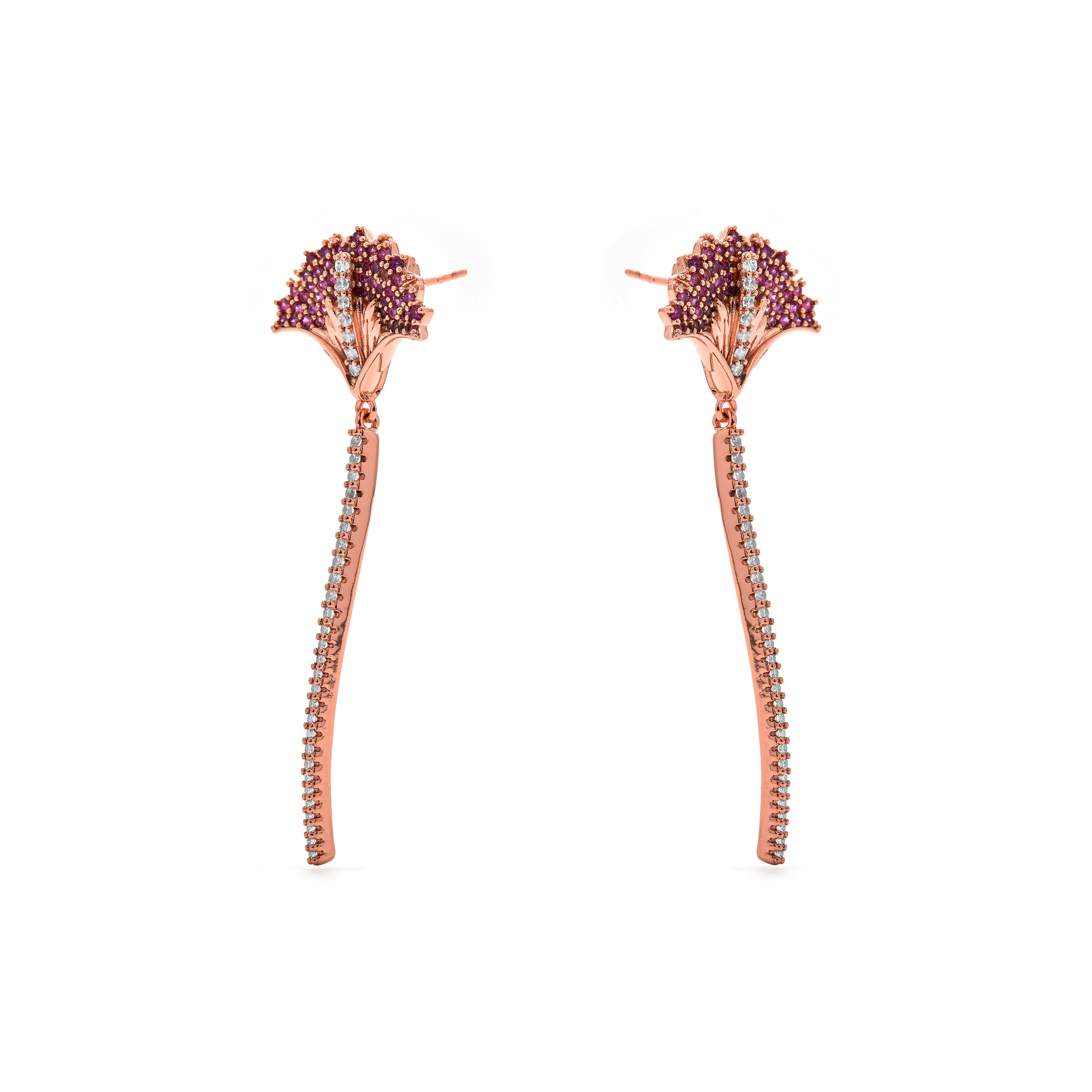 18k yellow gold-plated Ruby Zirconia earrings - Shiren