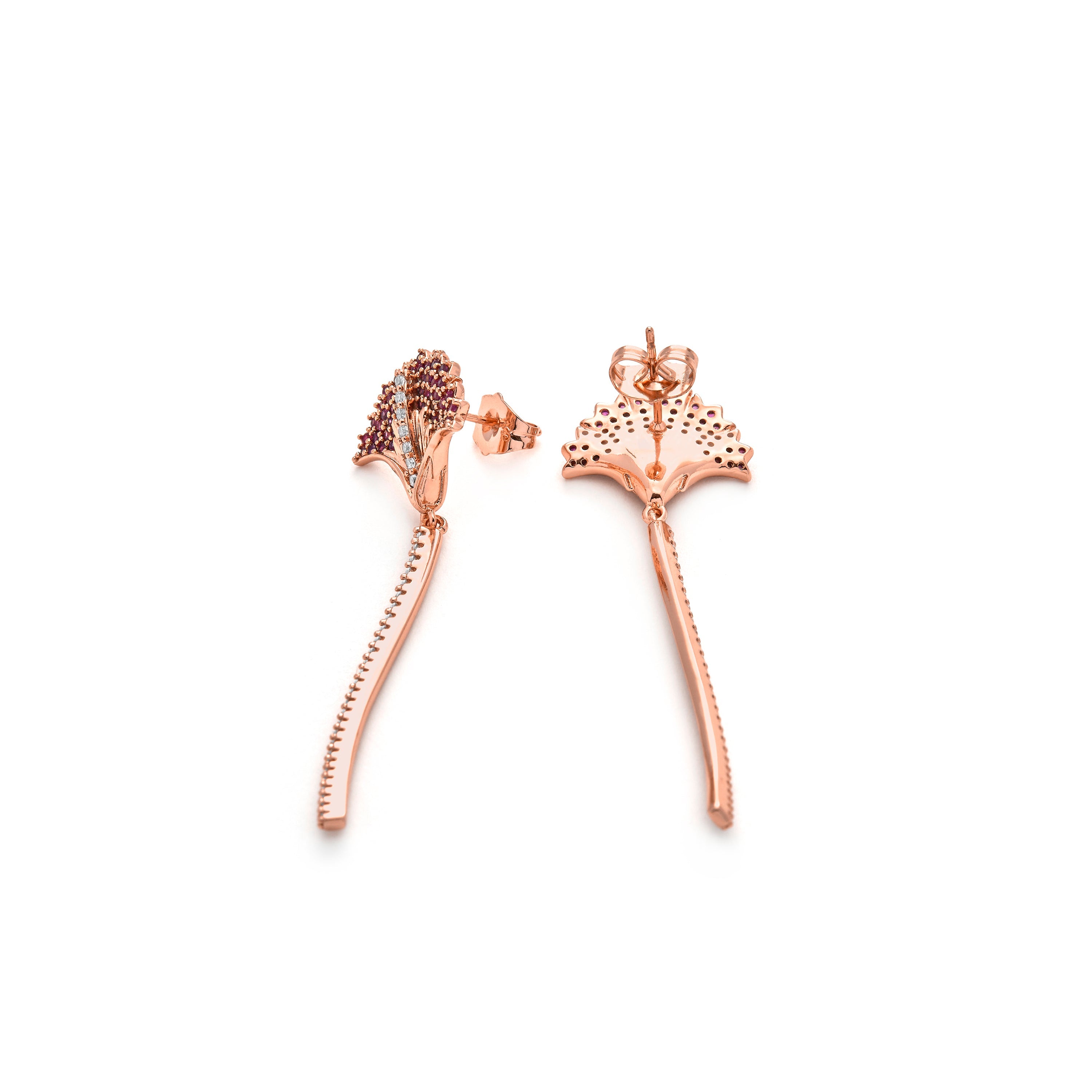 18k yellow gold-plated Ruby Zirconia earrings - Shiren