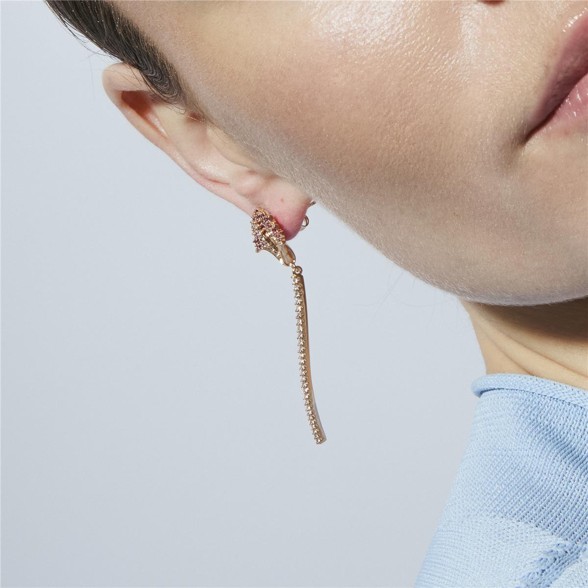 18k yellow gold-plated Ruby Zirconia earrings - Shiren
