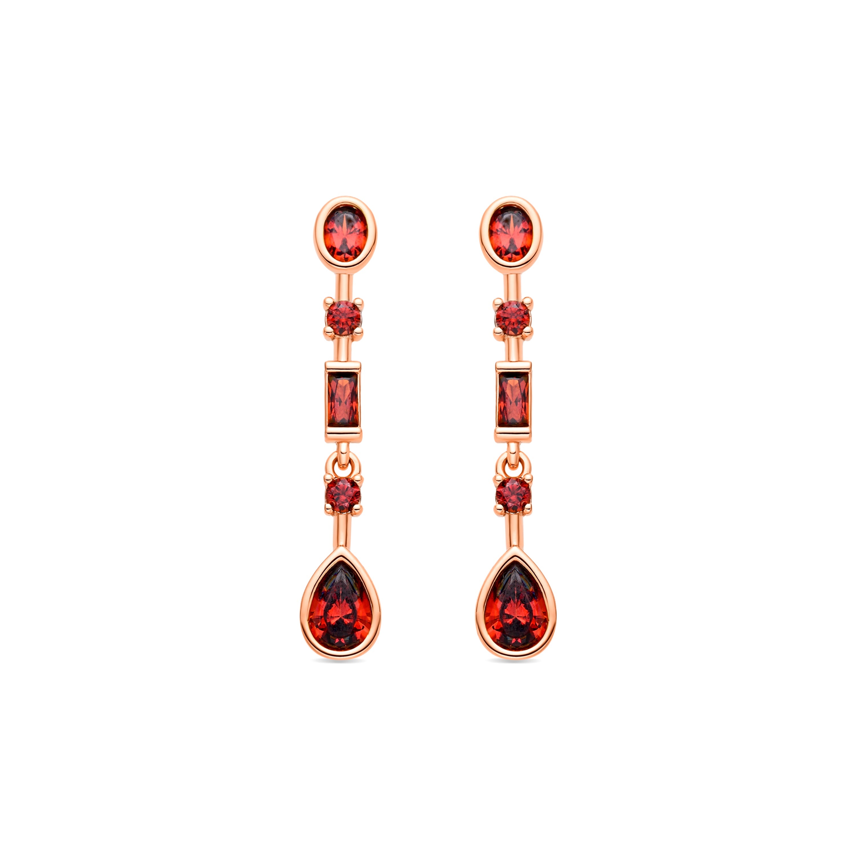 18k Yellow Gold Finish Ruby Zirconia Earrings - Mobor