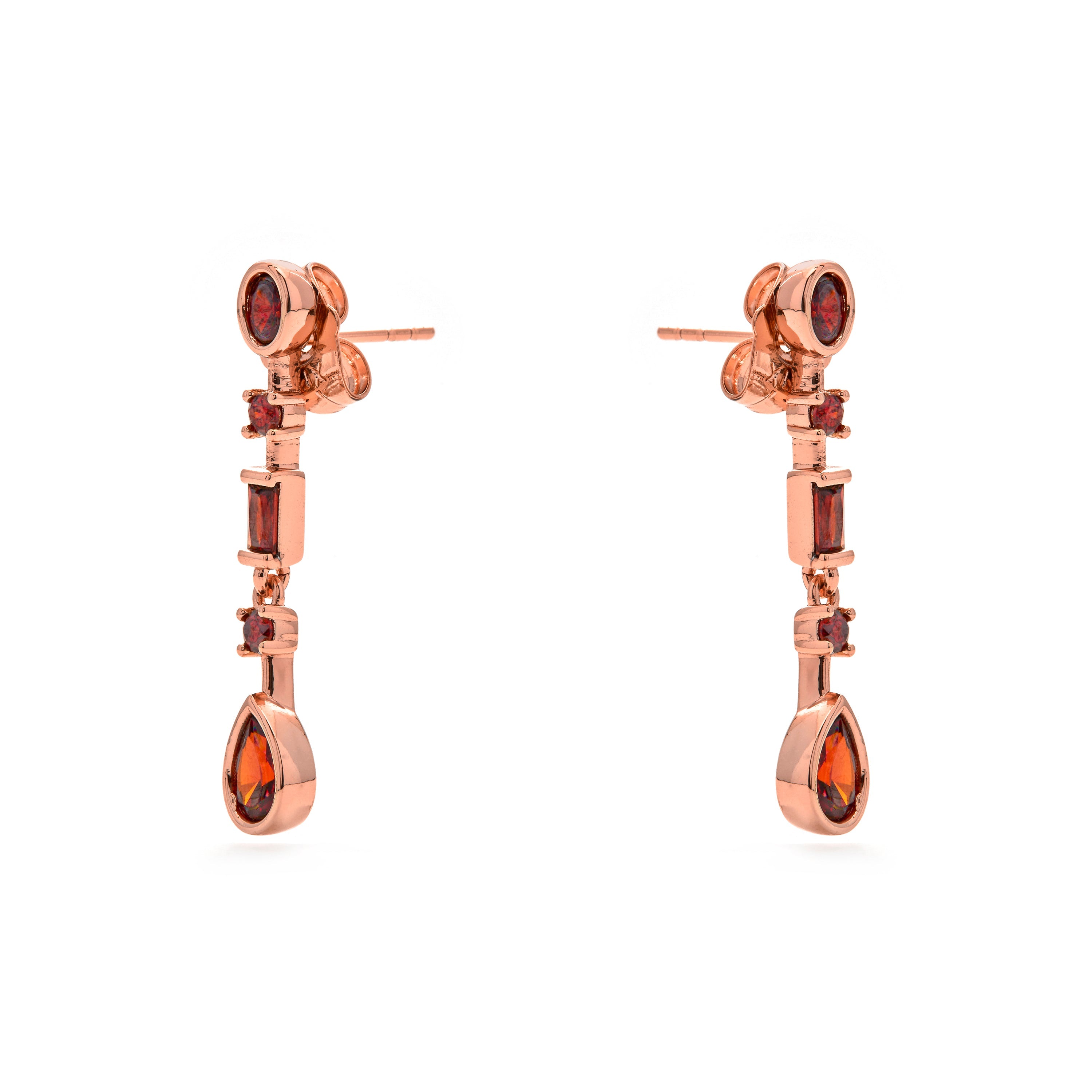 18k Yellow Gold Finish Ruby Zirconia Earrings - Mobor