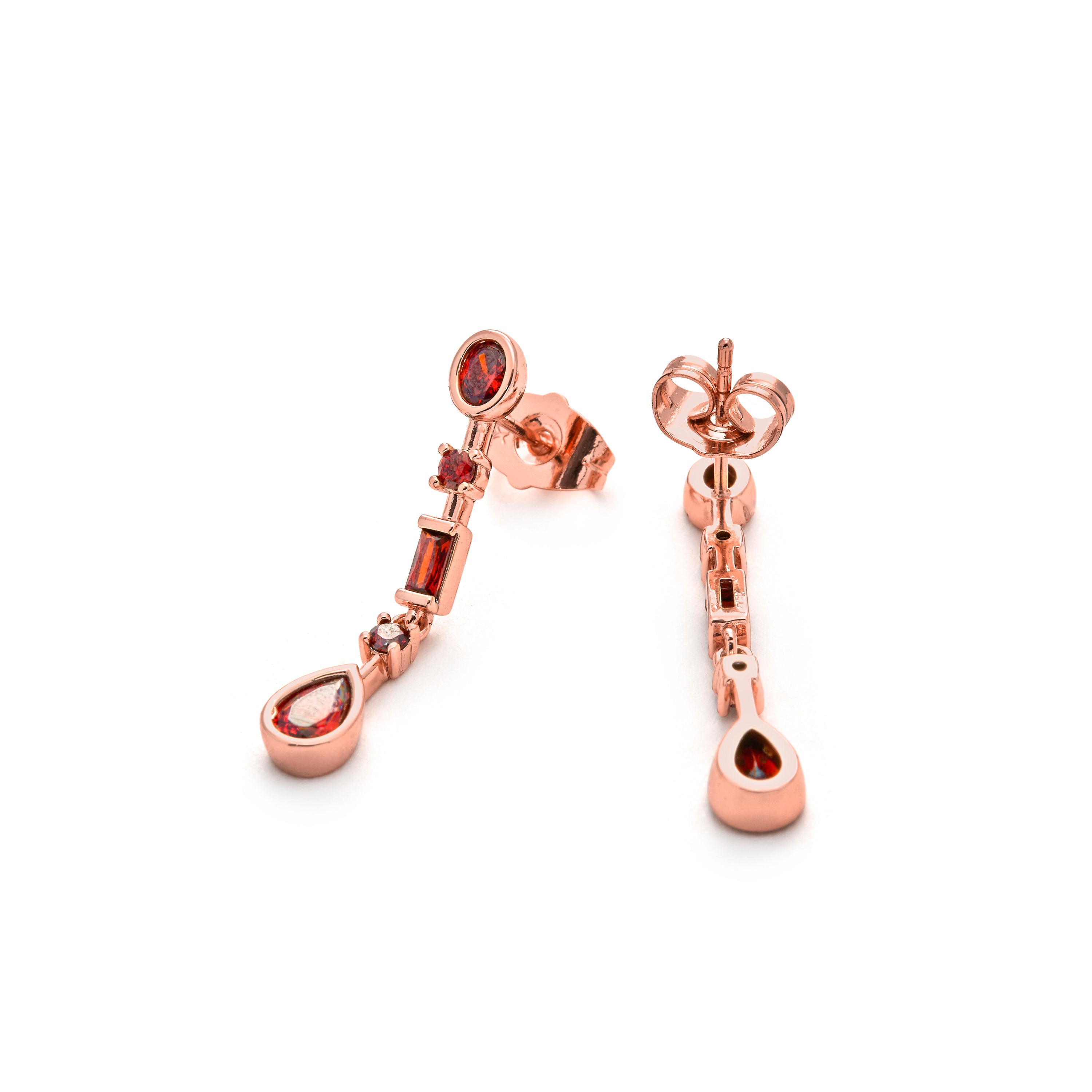 18k Yellow Gold Finish Ruby Zirconia Earrings - Mobor