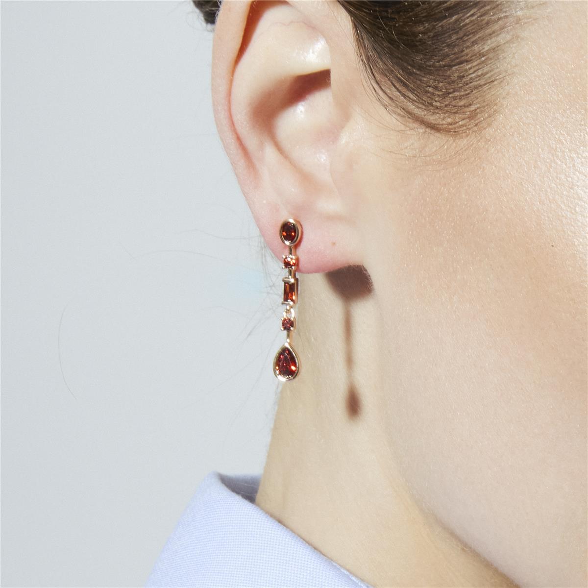 18k Yellow Gold Finish Ruby Zirconia Earrings - Mobor