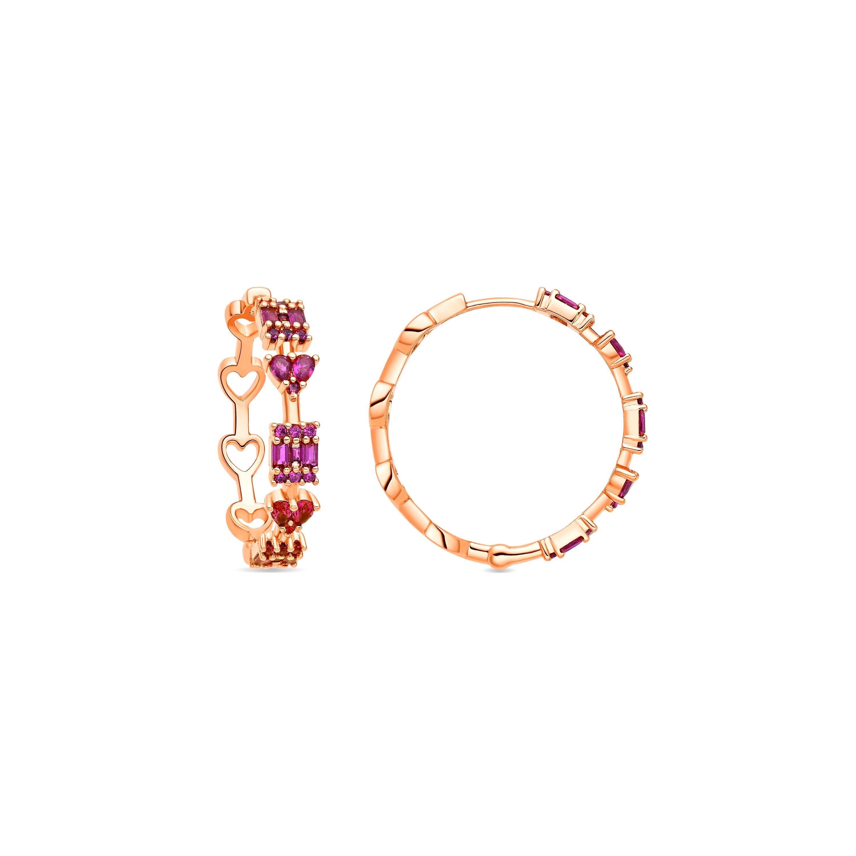 18k Yellow Gold Finish Ruby Cubic Zirconia Earrings - Fanri