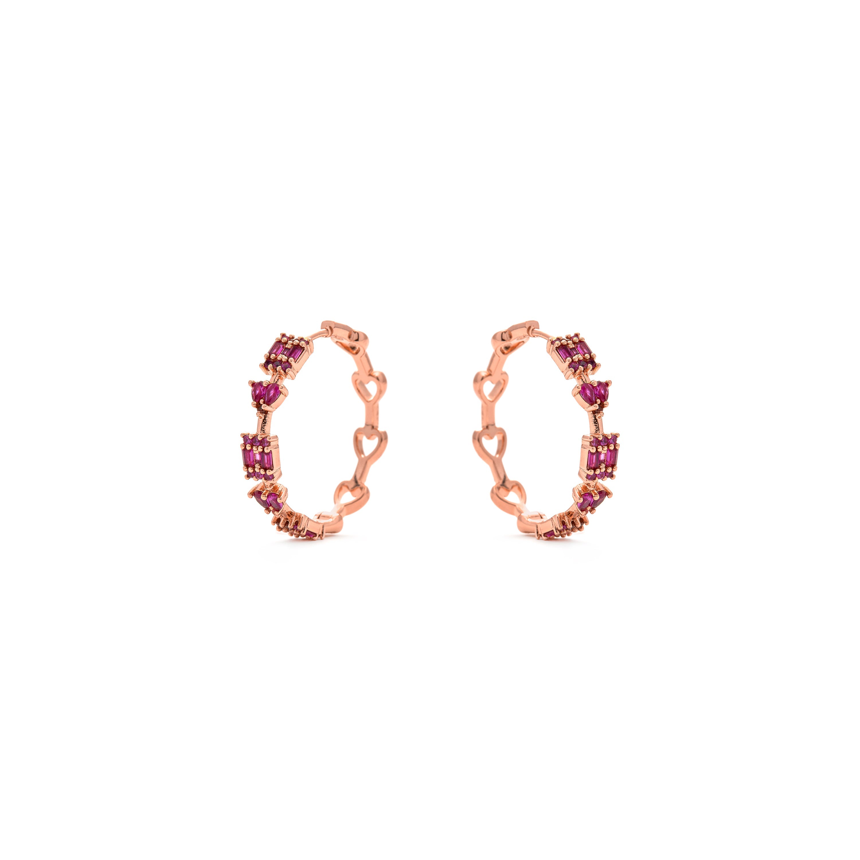 18k Yellow Gold Finish Ruby Cubic Zirconia Earrings - Fanri