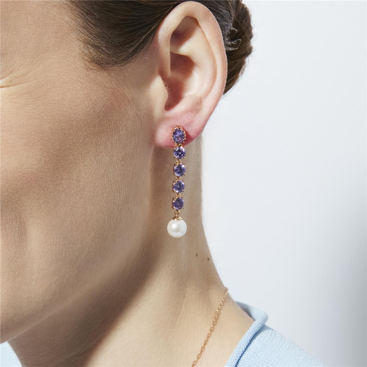 Amethyst Zirconia Earrings with 18k yellow gold finish - Thagy