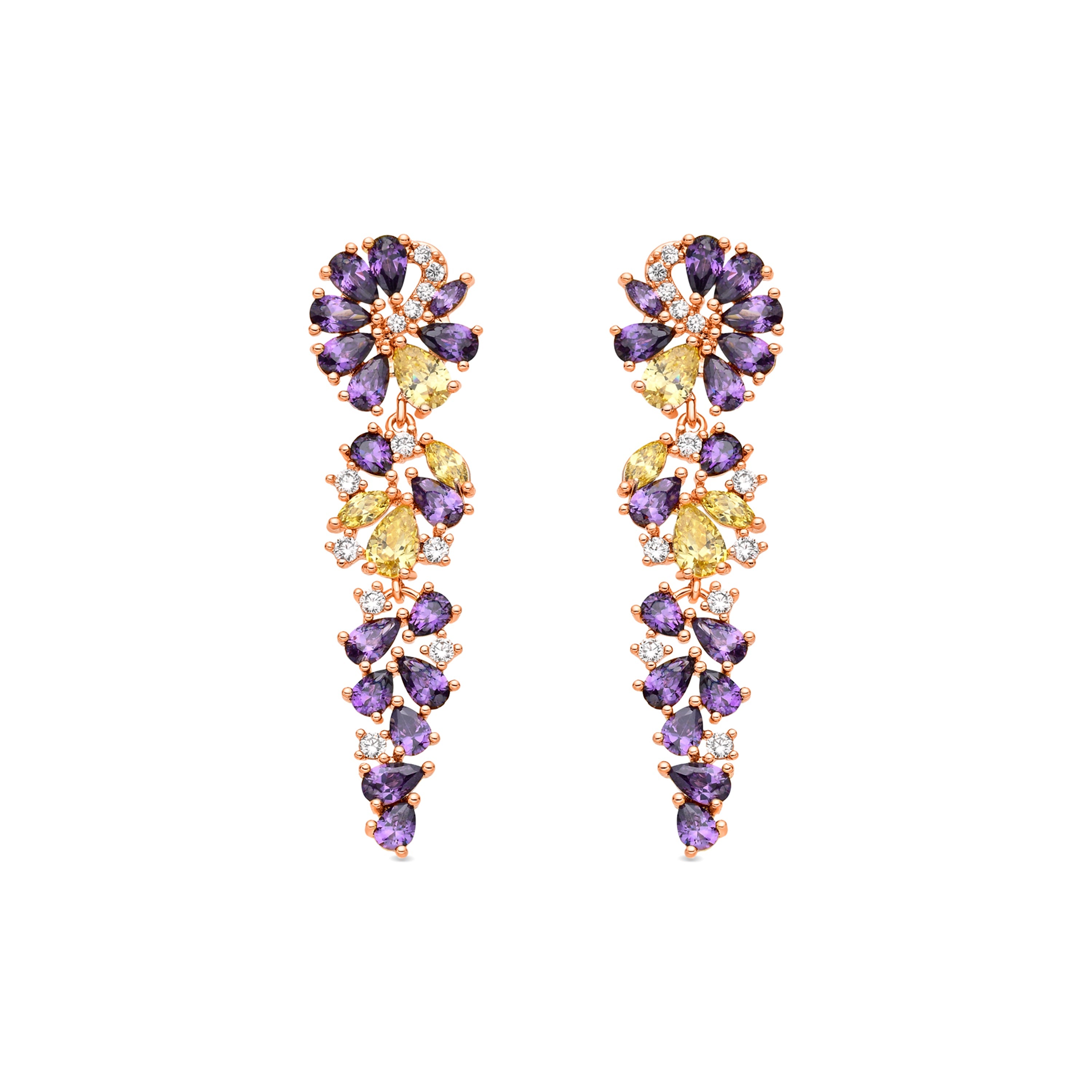 Pendientes de Circonita Amatista acabado en oro amarillo de 18k - Maildu