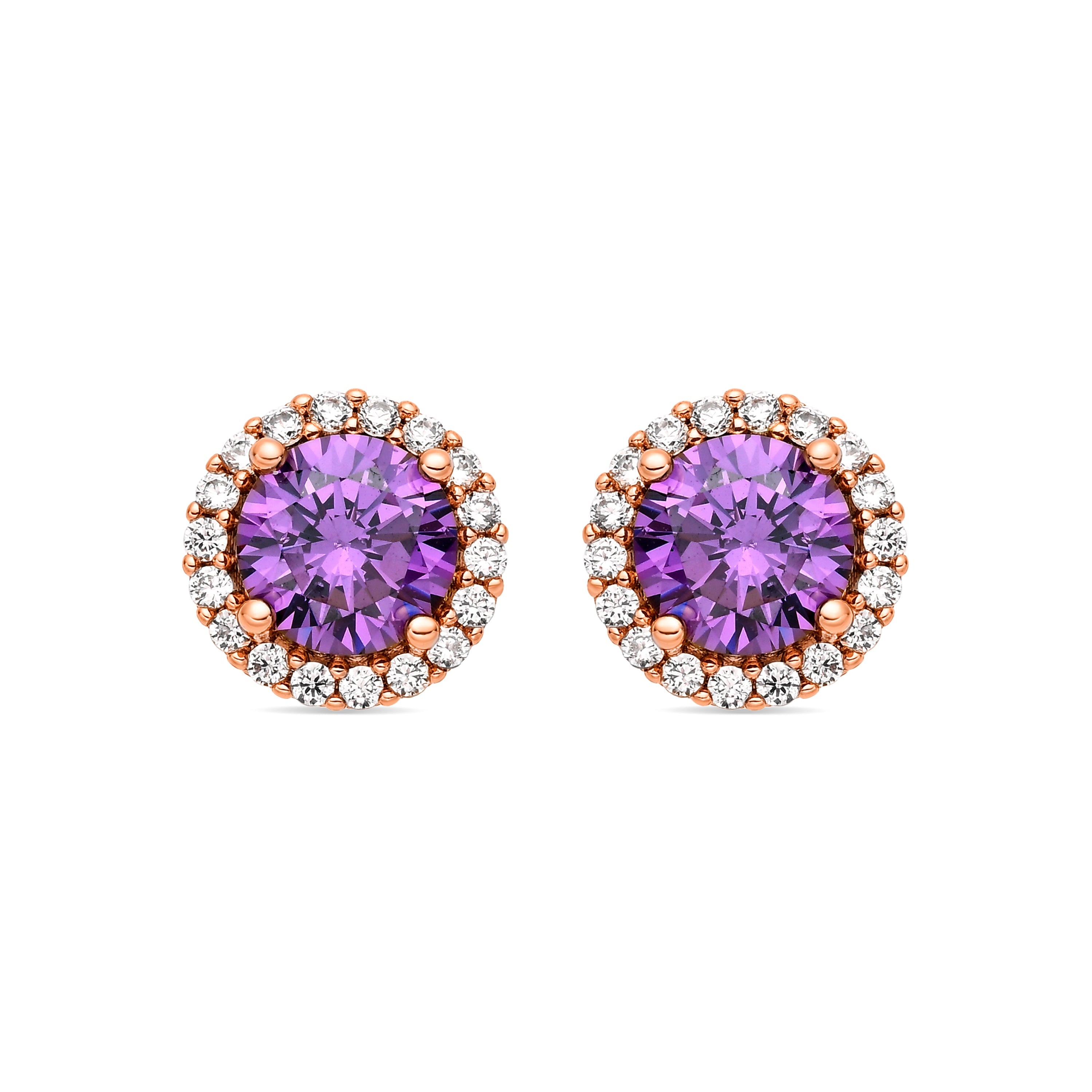 18k Yellow Gold Finish Amethyst Zirconia Earrings - Lizbo