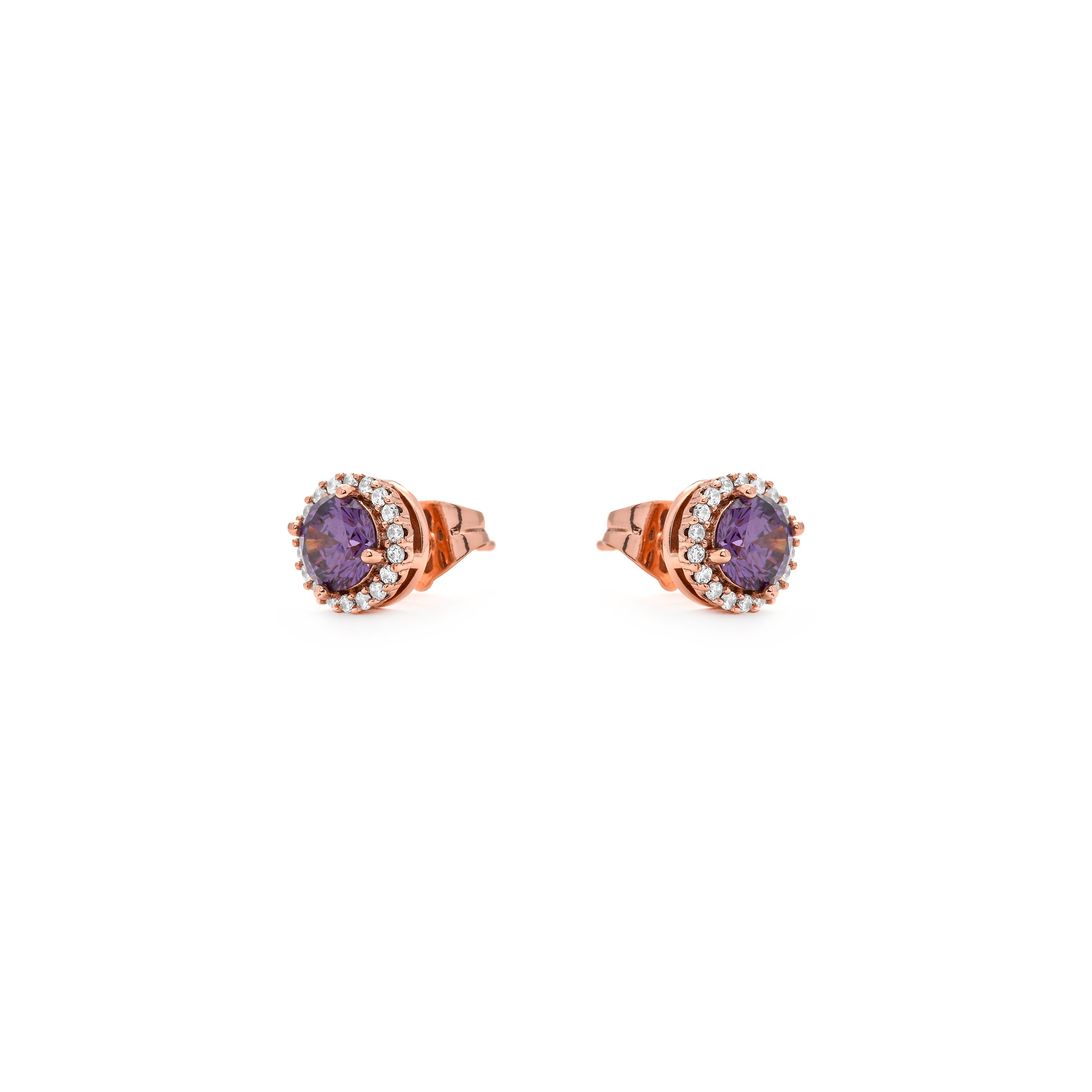 18k Yellow Gold Finish Amethyst Zirconia Earrings - Lizbo