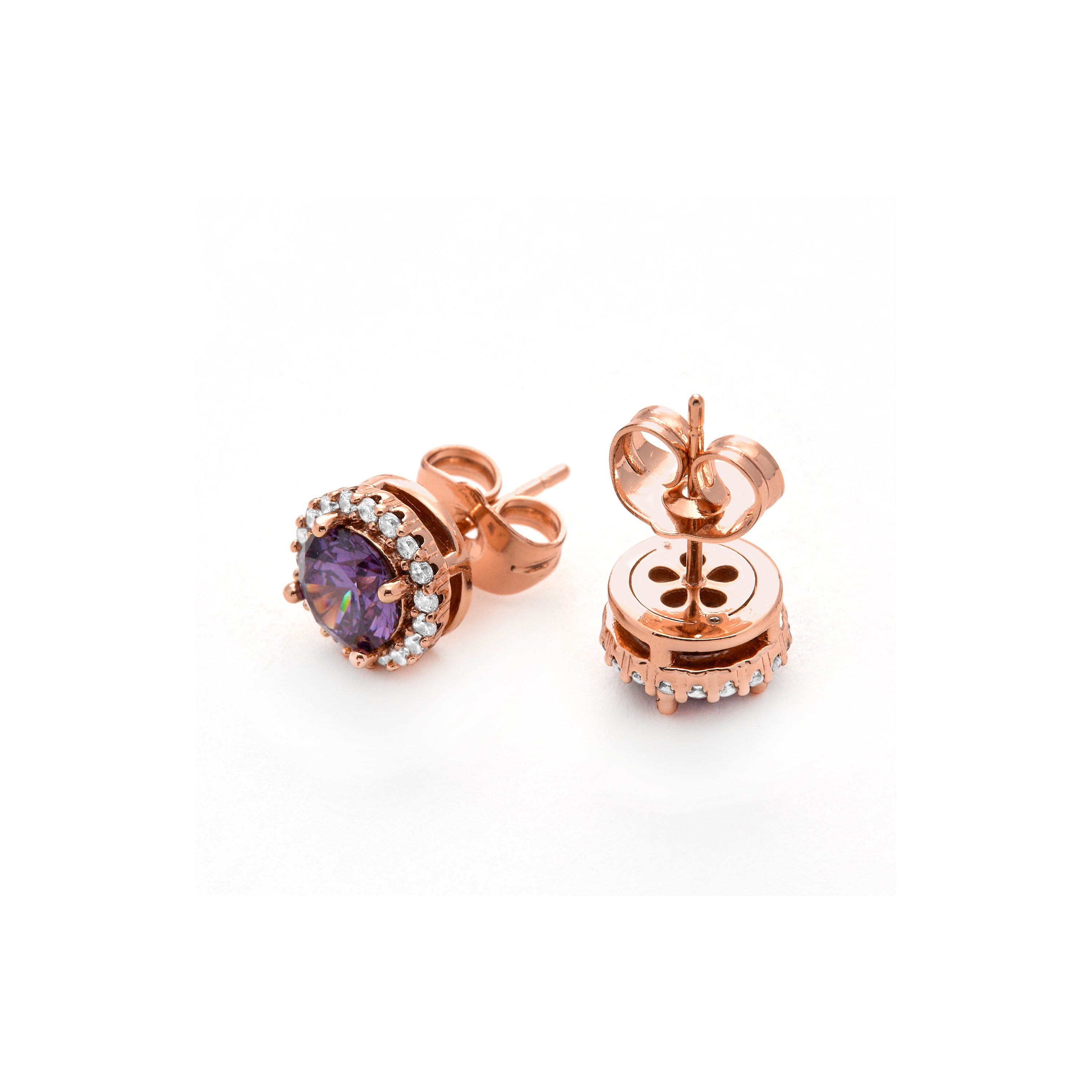 18k Yellow Gold Finish Amethyst Zirconia Earrings - Lizbo