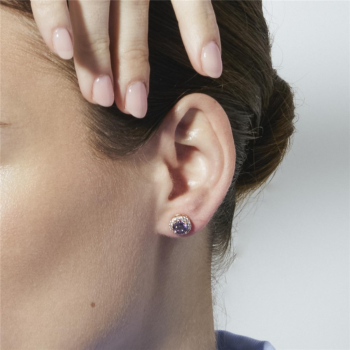 18k Yellow Gold Finish Amethyst Zirconia Earrings - Lizbo