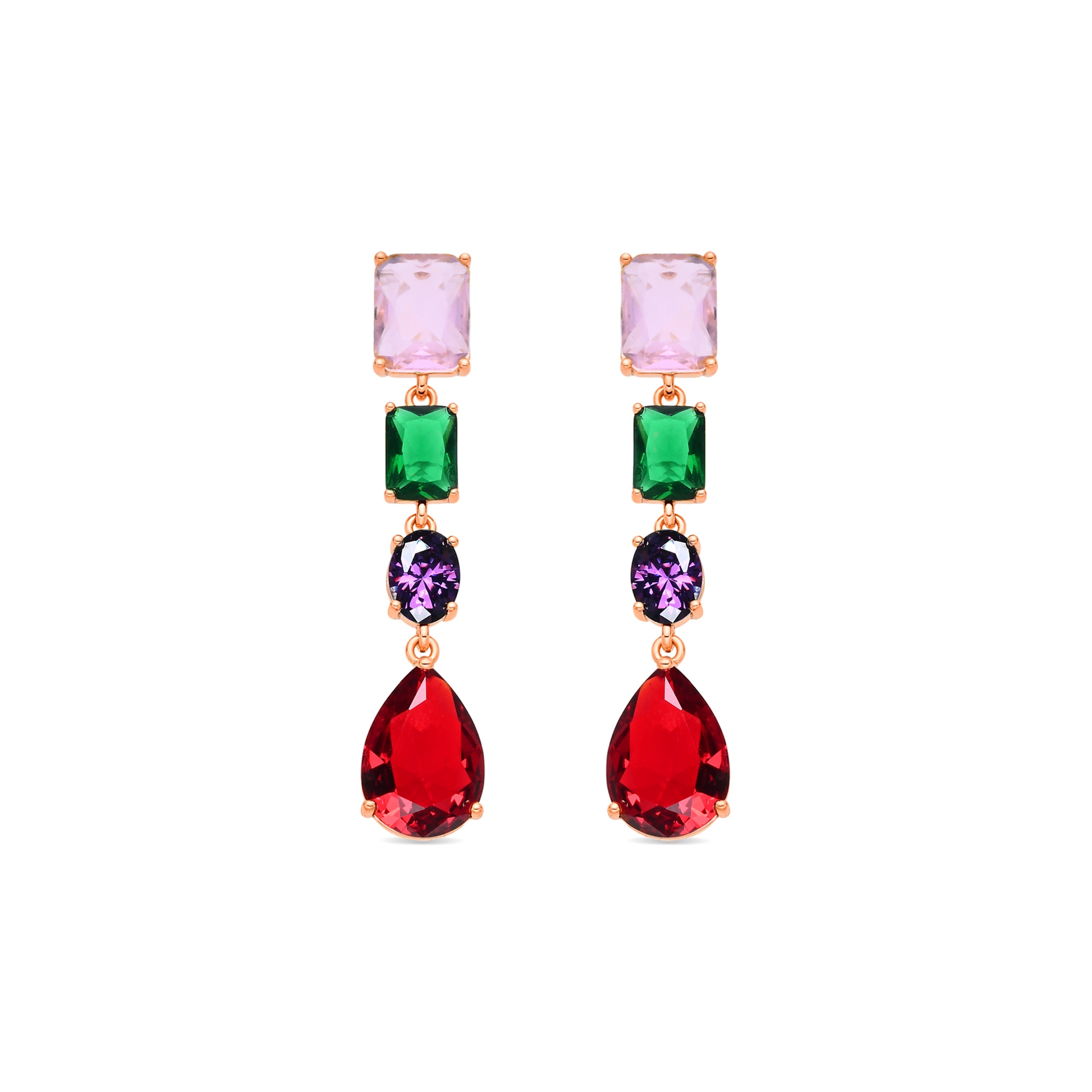 Pendientes de Circonita Multicolor acabado en oro amarillo de 18k - Hipol