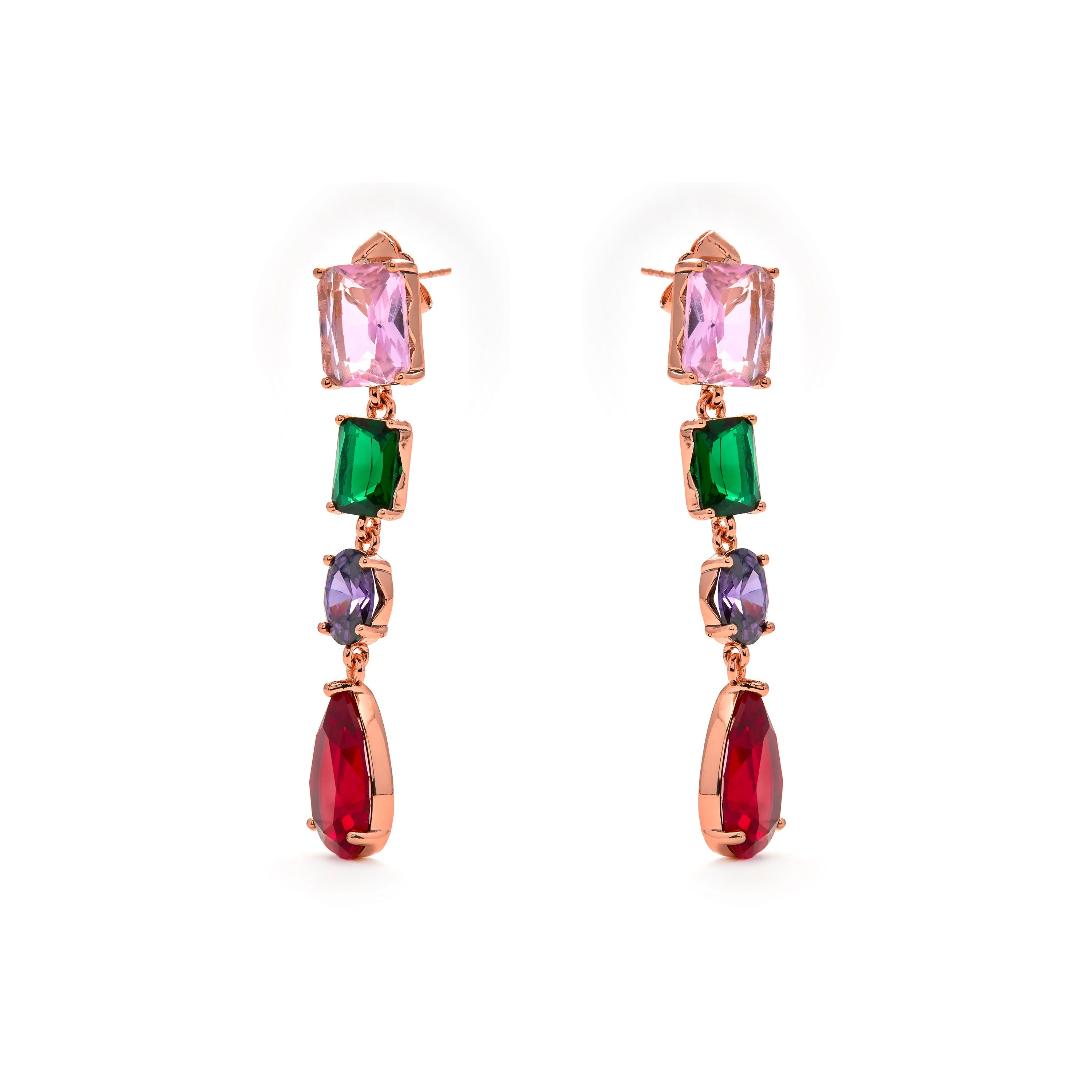 Pendientes de Circonita Multicolor acabado en oro amarillo de 18k - Hipol