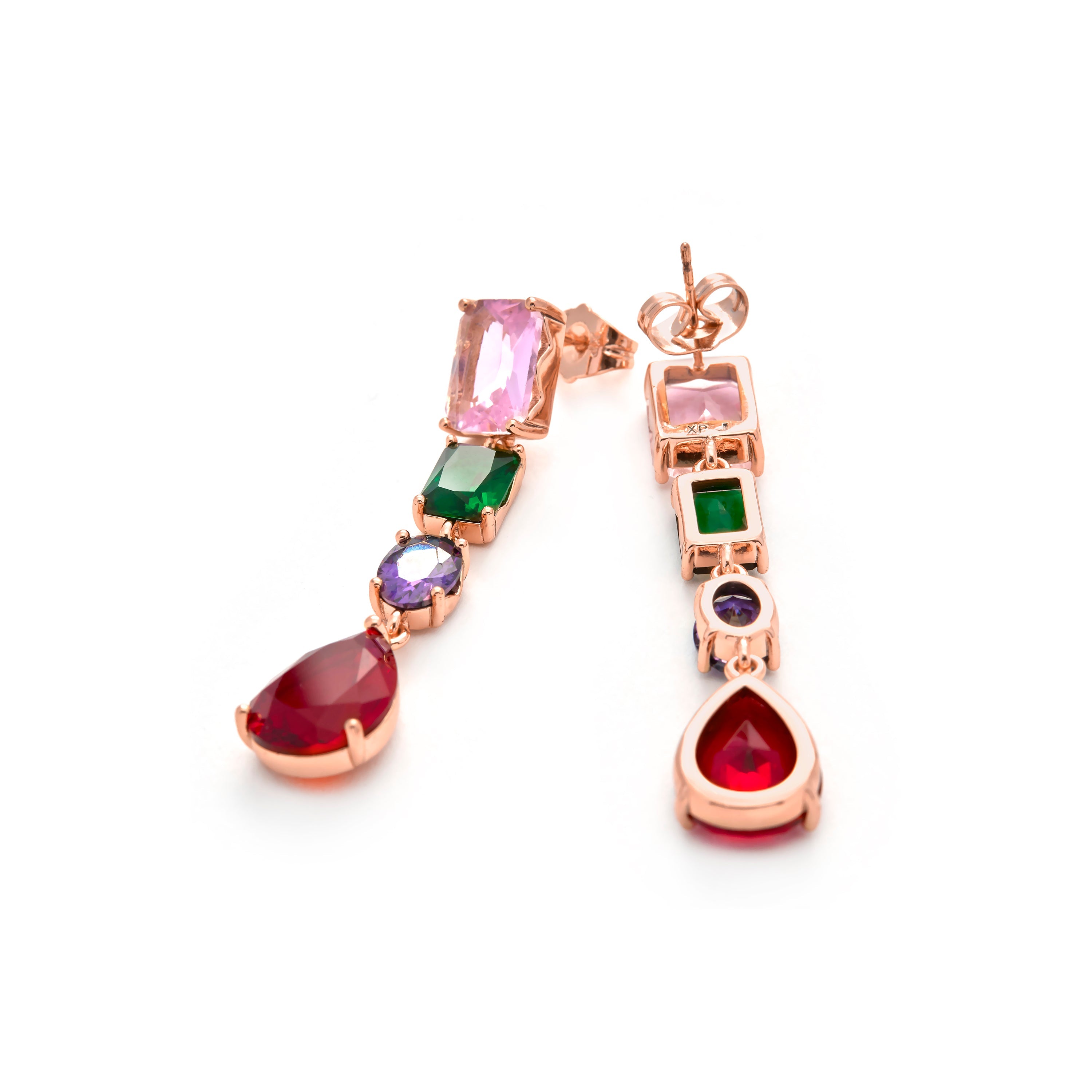Pendientes de Circonita Multicolor acabado en oro amarillo de 18k - Hipol