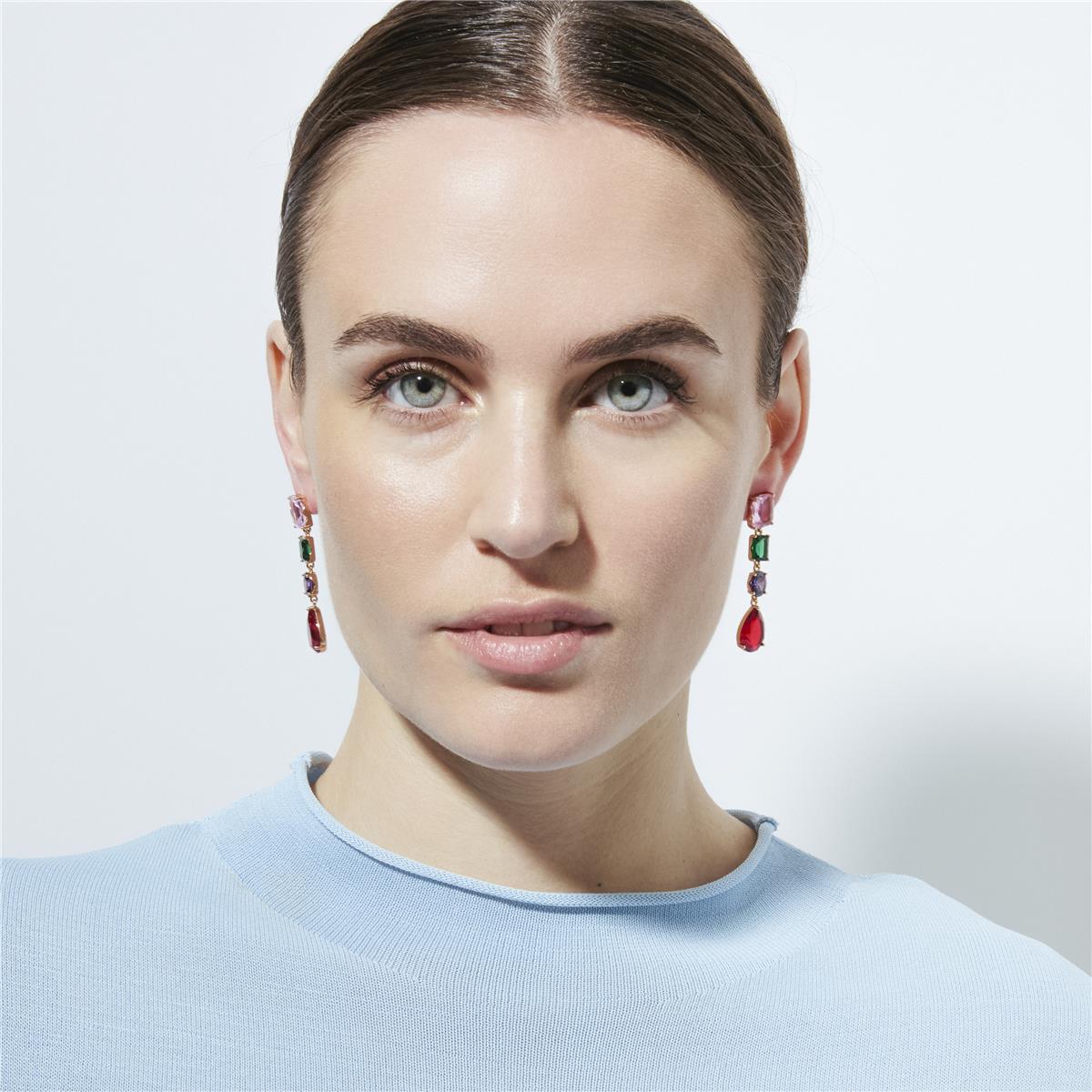 Pendientes de Circonita Multicolor acabado en oro amarillo de 18k - Hipol