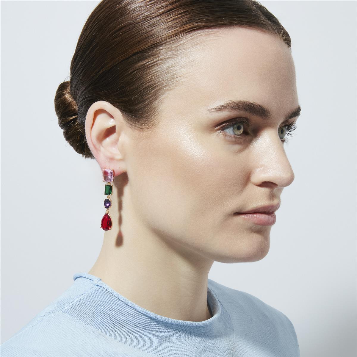 Pendientes de Circonita Multicolor acabado en oro amarillo de 18k - Hipol