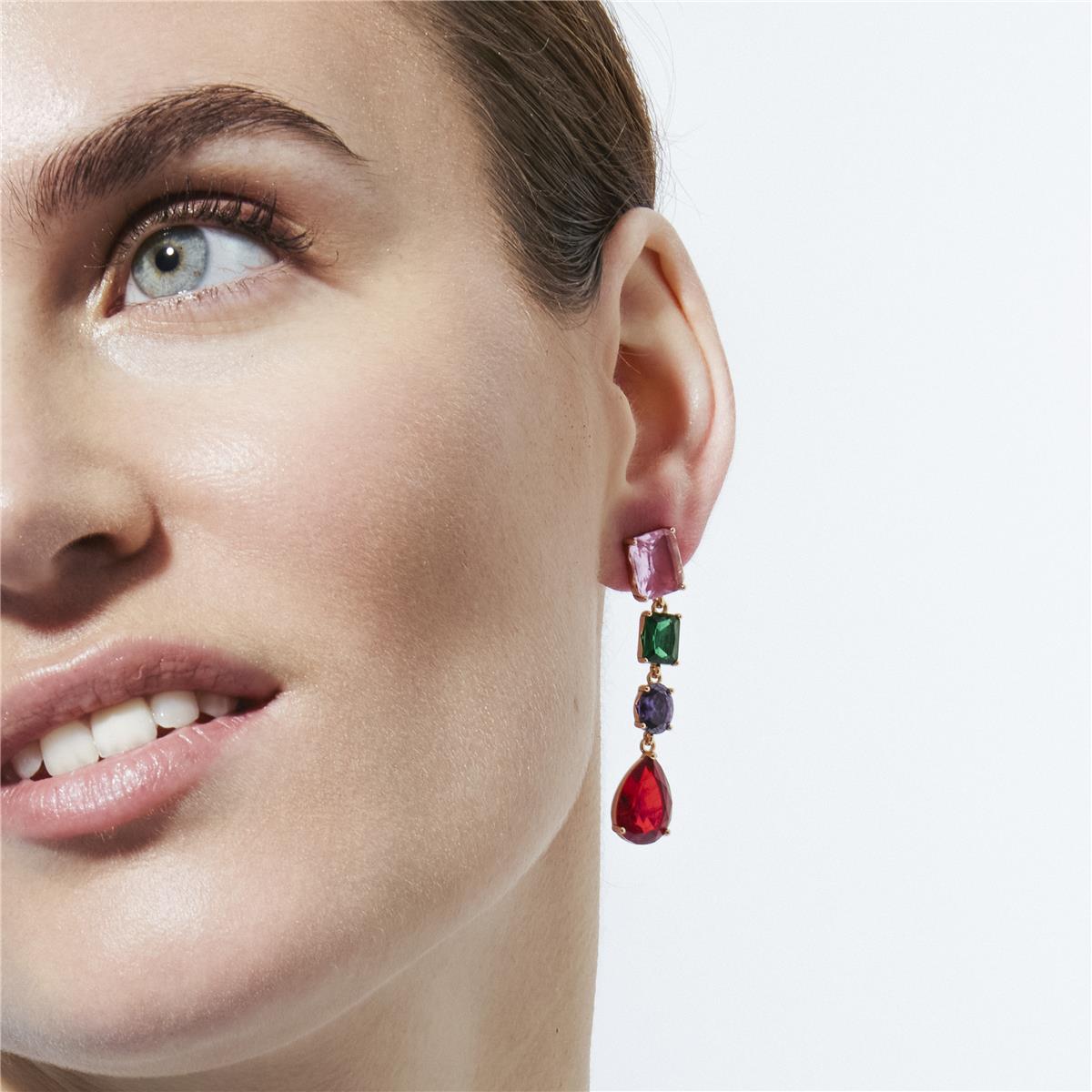 Pendientes de Circonita Multicolor acabado en oro amarillo de 18k - Hipol