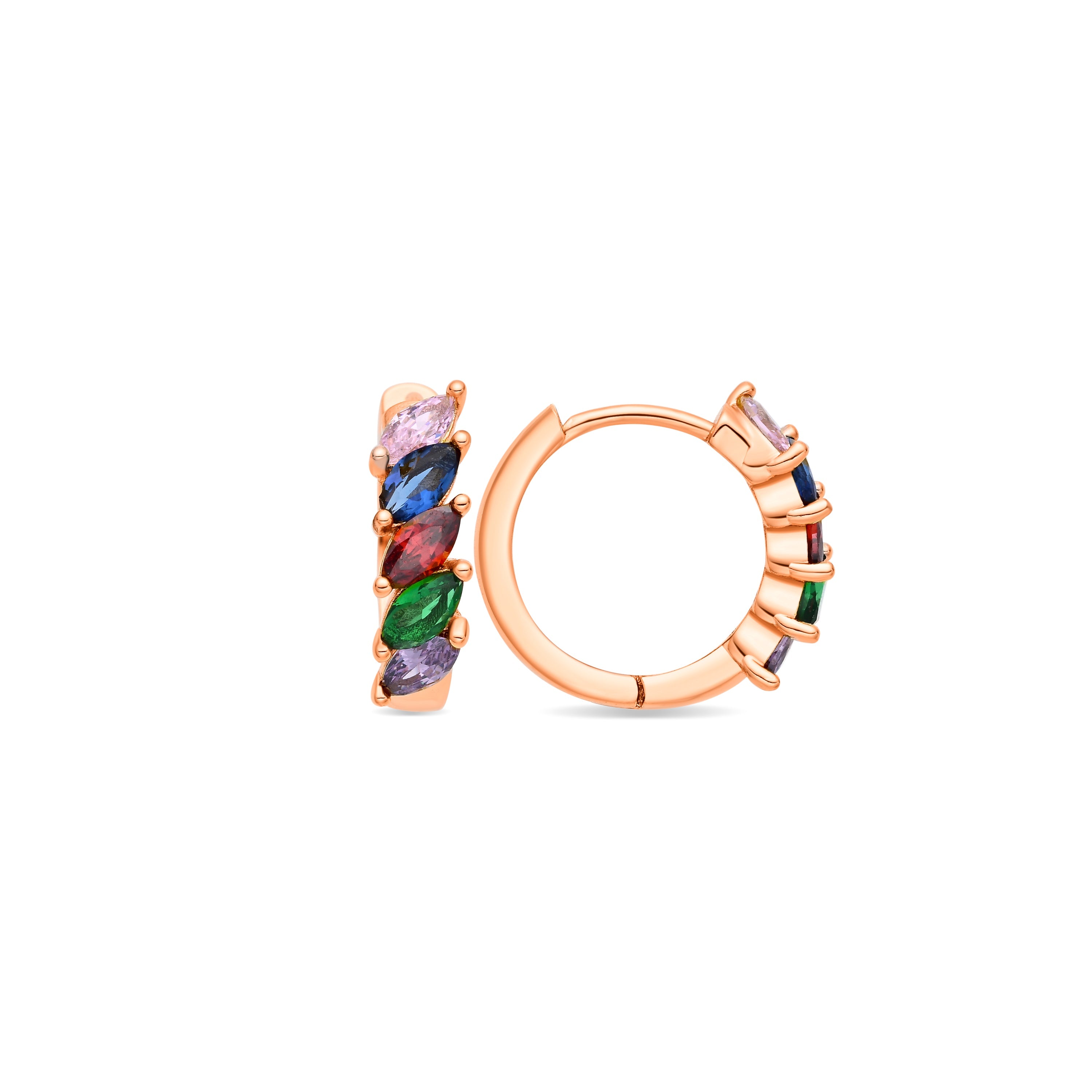 Multicolor Zirconia Earrings in 18k Yellow Gold Finish - Widas