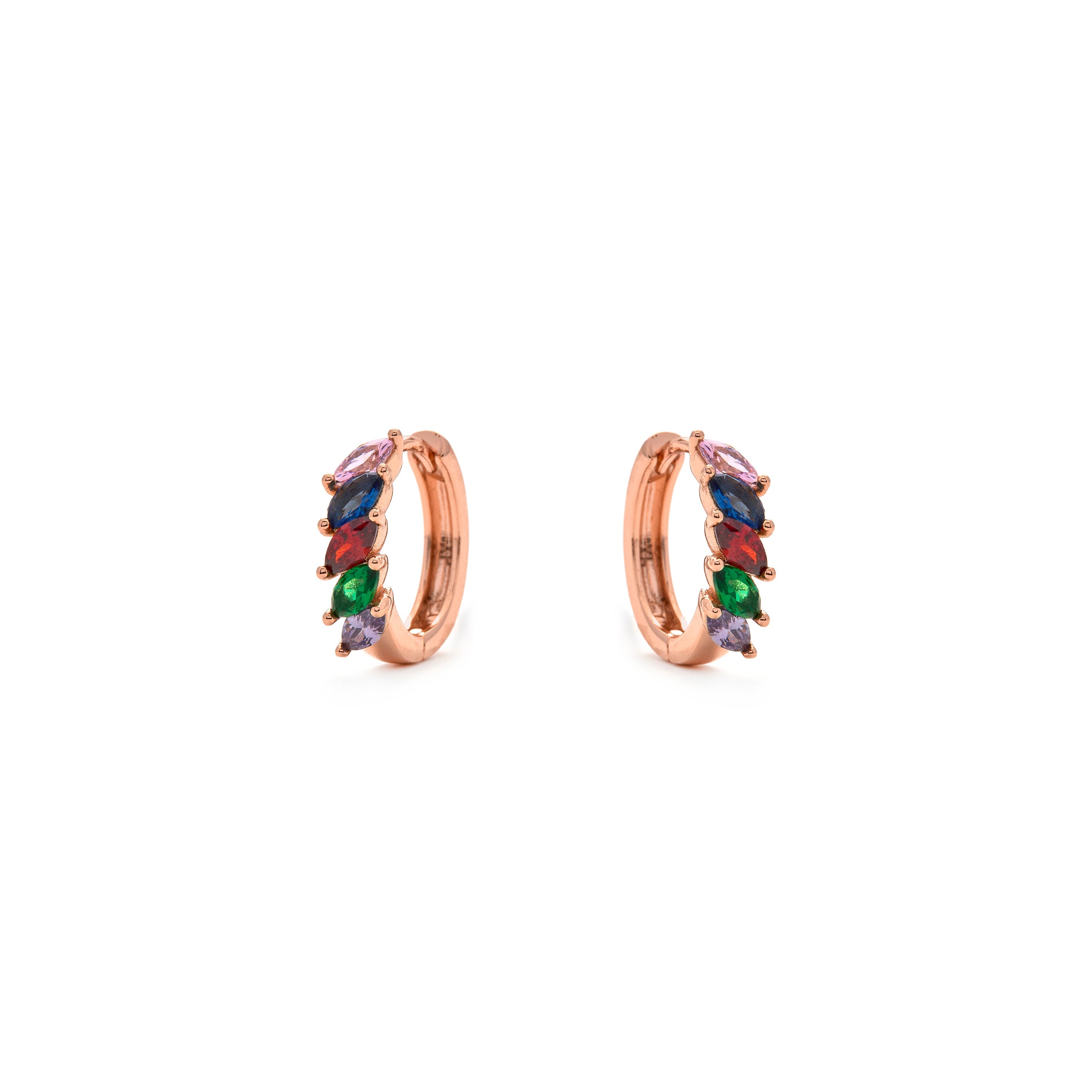 Multicolor Zirconia Earrings in 18k Yellow Gold Finish - Widas