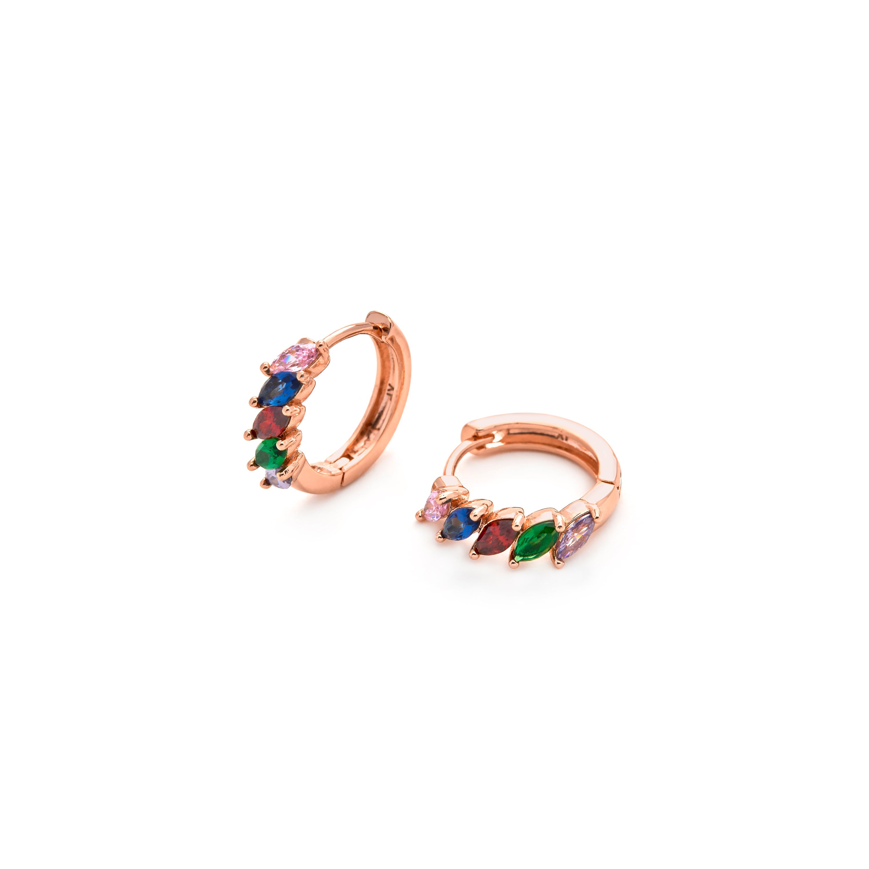 Multicolor Zirconia Earrings in 18k Yellow Gold Finish - Widas