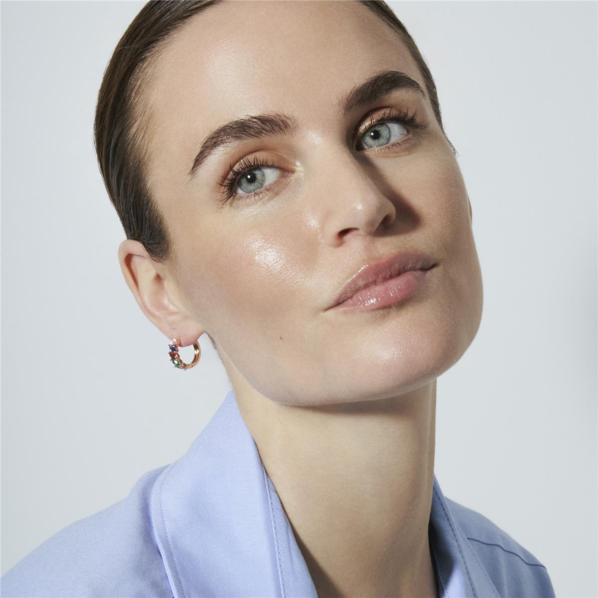 Multicolor Zirconia Earrings in 18k Yellow Gold Finish - Widas
