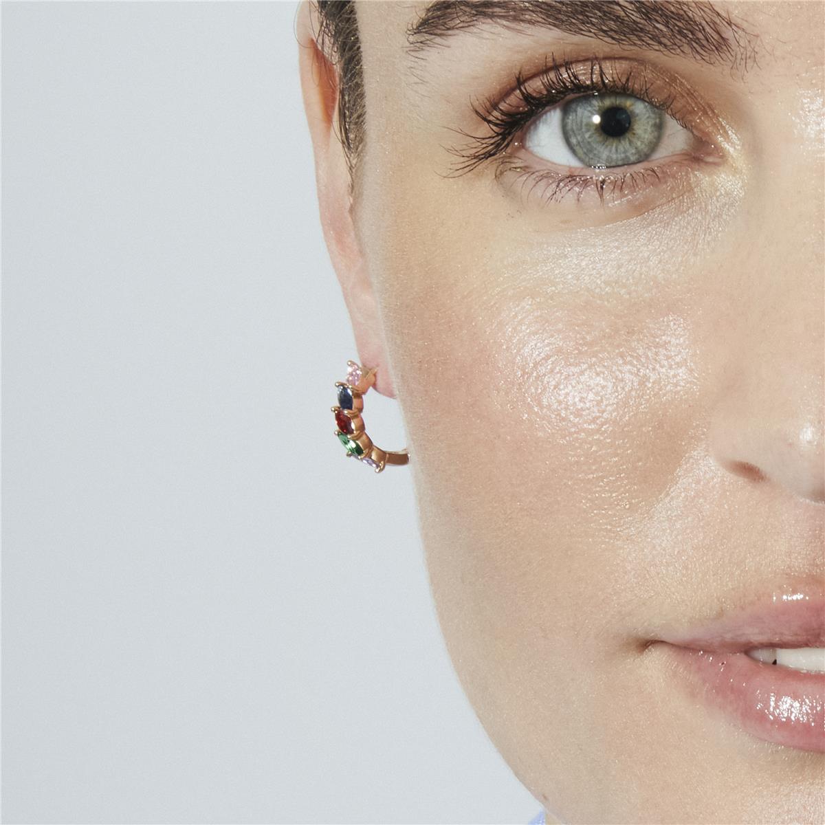 Multicolor Zirconia Earrings in 18k Yellow Gold Finish - Widas
