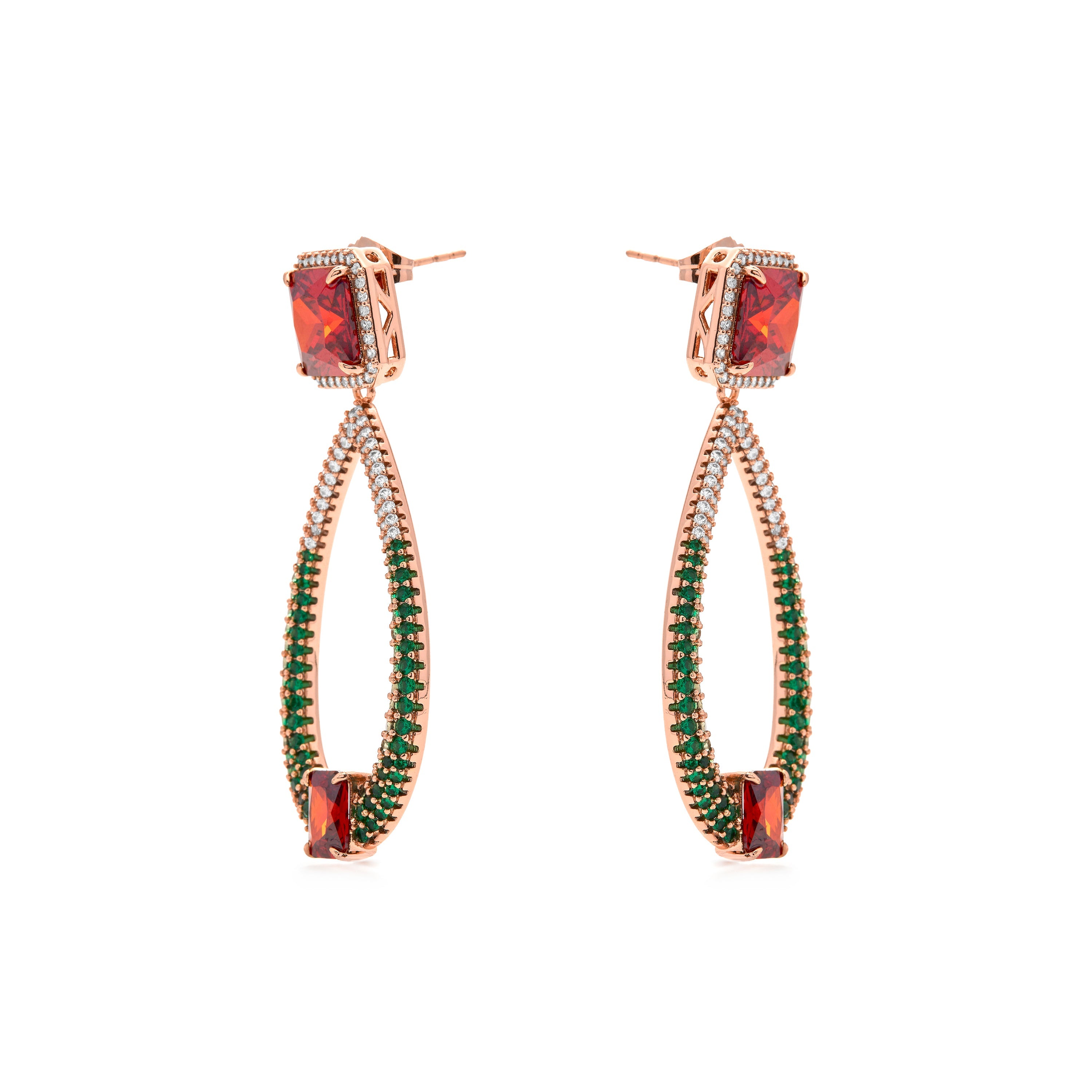 Multi-Color Cubic Zirconia 18k Yellow Gold Plated Earrings - Saha