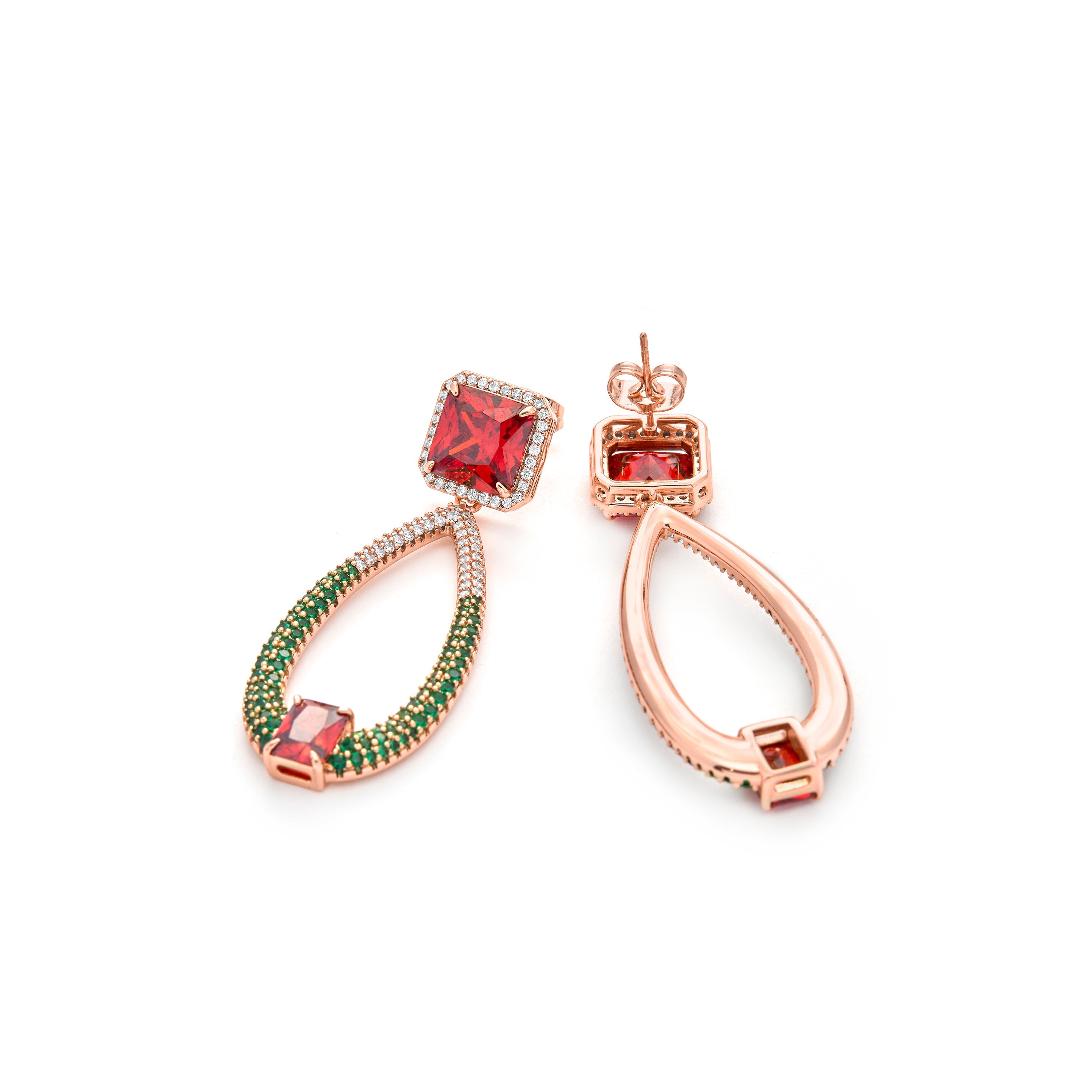 Multi-Color Cubic Zirconia 18k Yellow Gold Plated Earrings - Saha