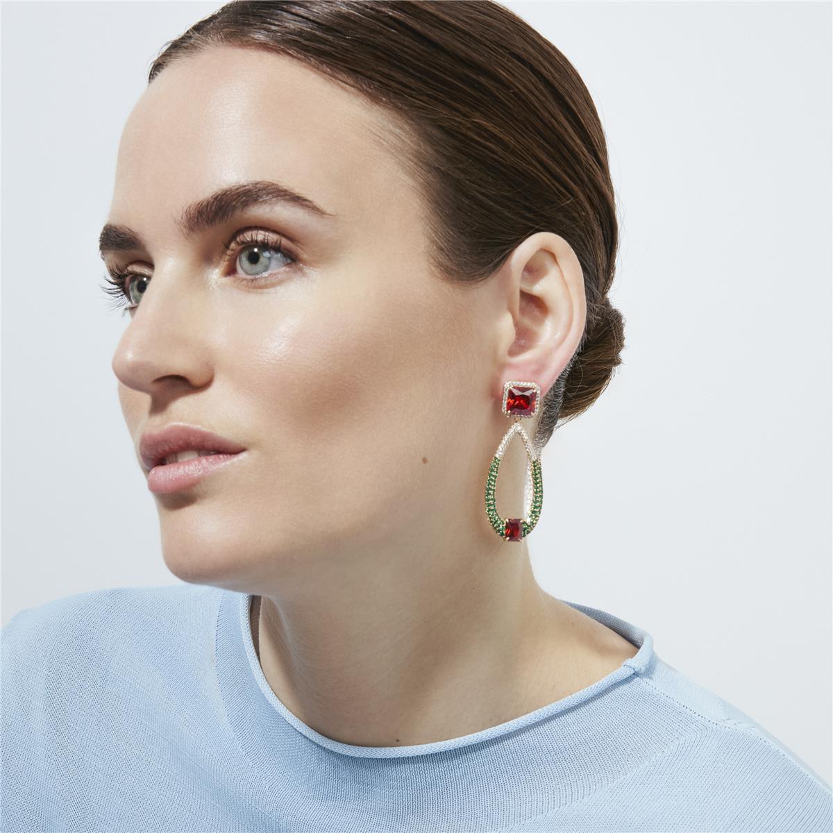 Multi-Color Cubic Zirconia 18k Yellow Gold Plated Earrings - Saha