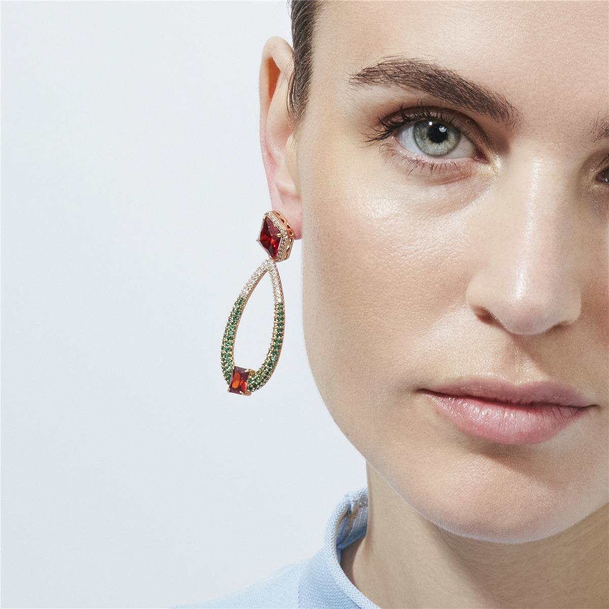 Multi-Color Cubic Zirconia 18k Yellow Gold Plated Earrings - Saha