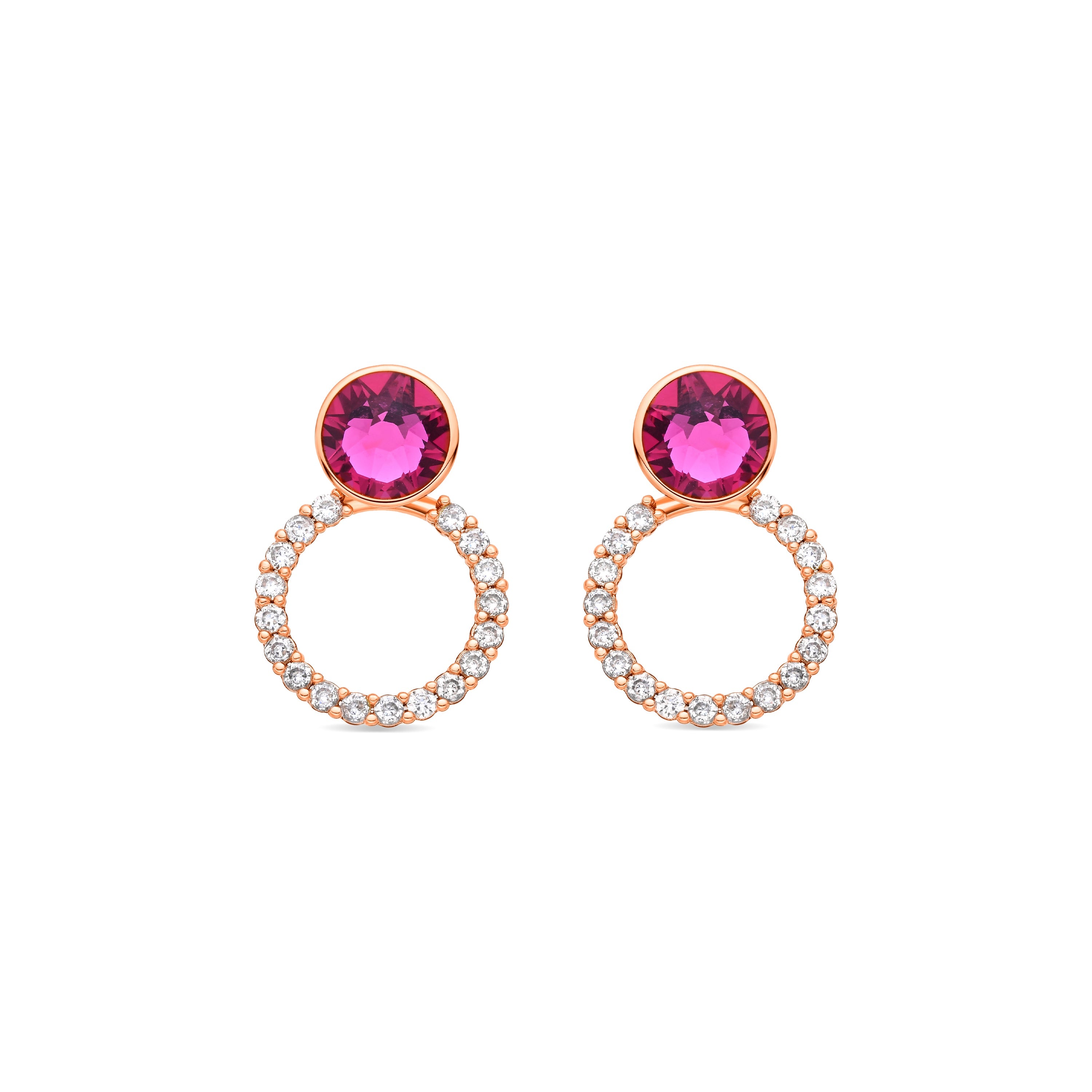 Raspberry Hydrothermal Quartz Earrings in 18k yellow gold finish - Silho