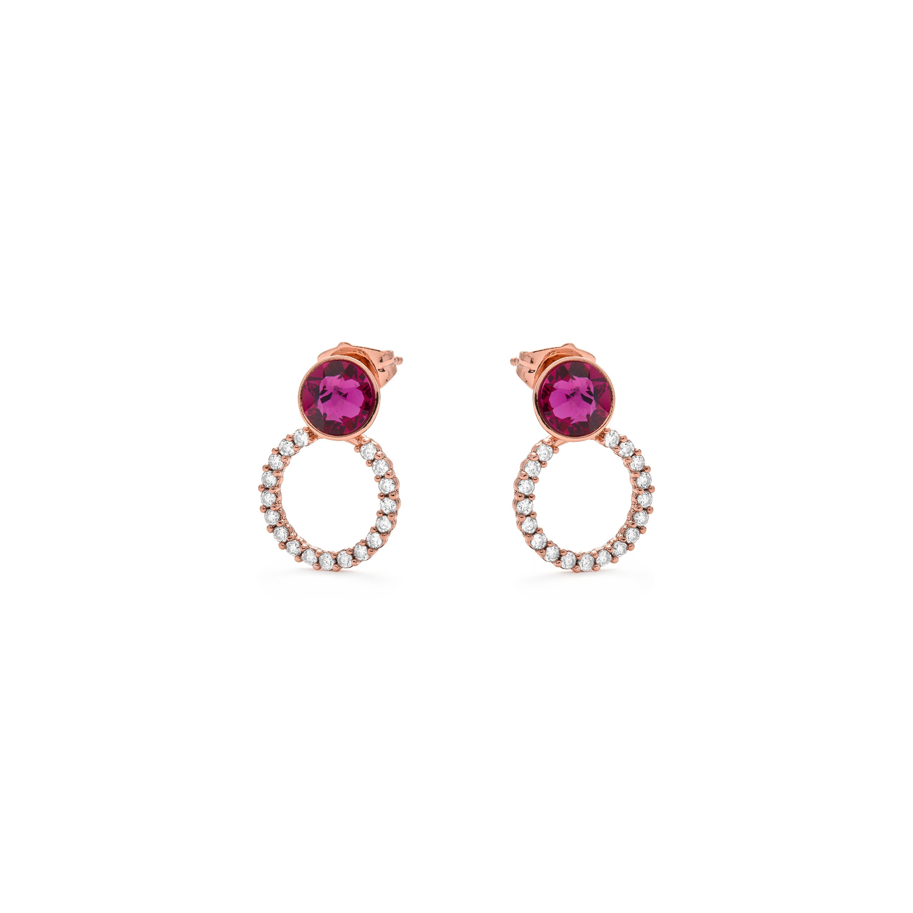 Raspberry Hydrothermal Quartz Earrings in 18k yellow gold finish - Silho
