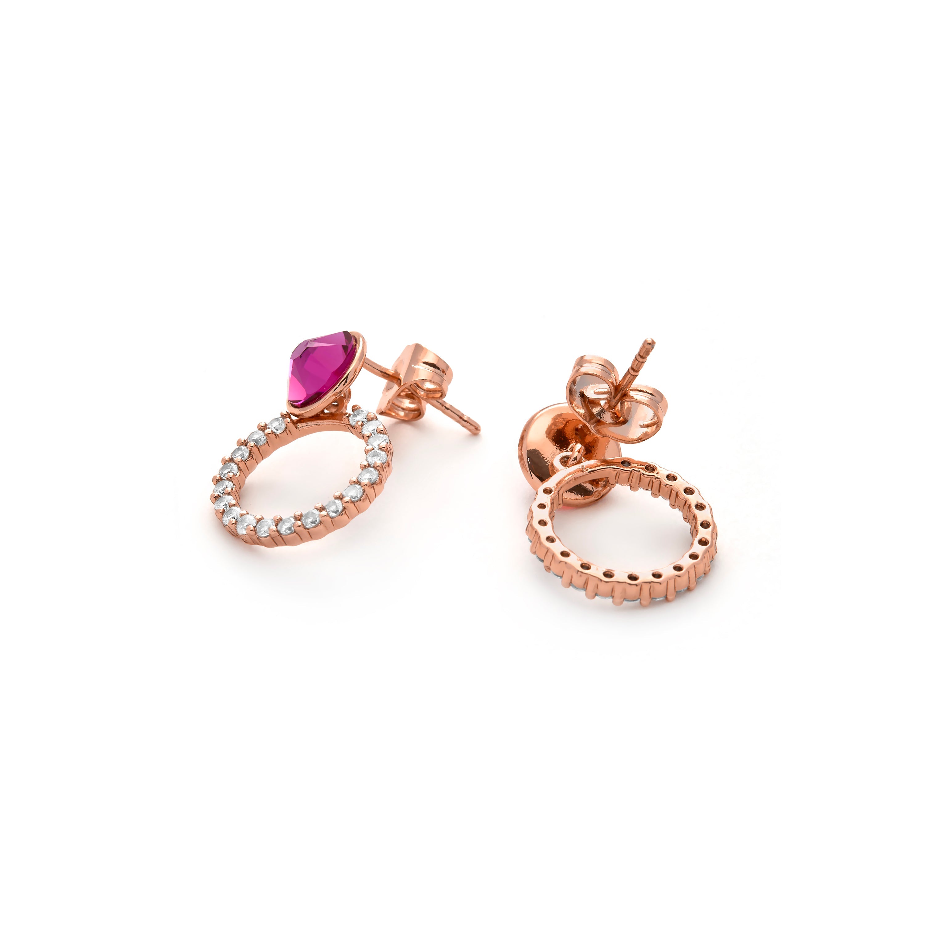 Raspberry Hydrothermal Quartz Earrings in 18k yellow gold finish - Silho