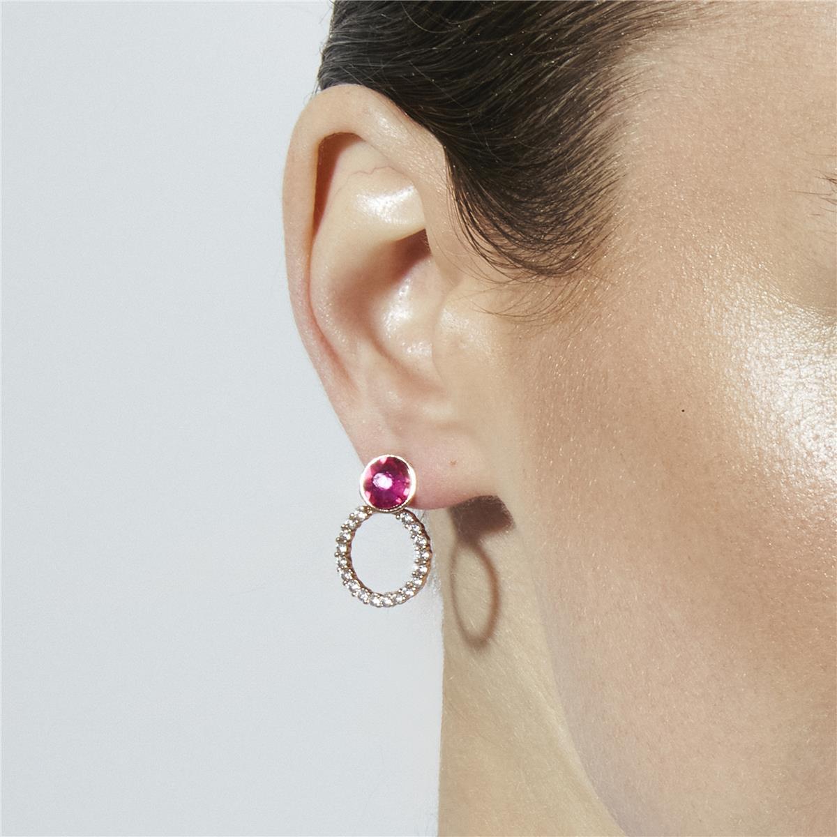 Raspberry Hydrothermal Quartz Earrings in 18k yellow gold finish - Silho