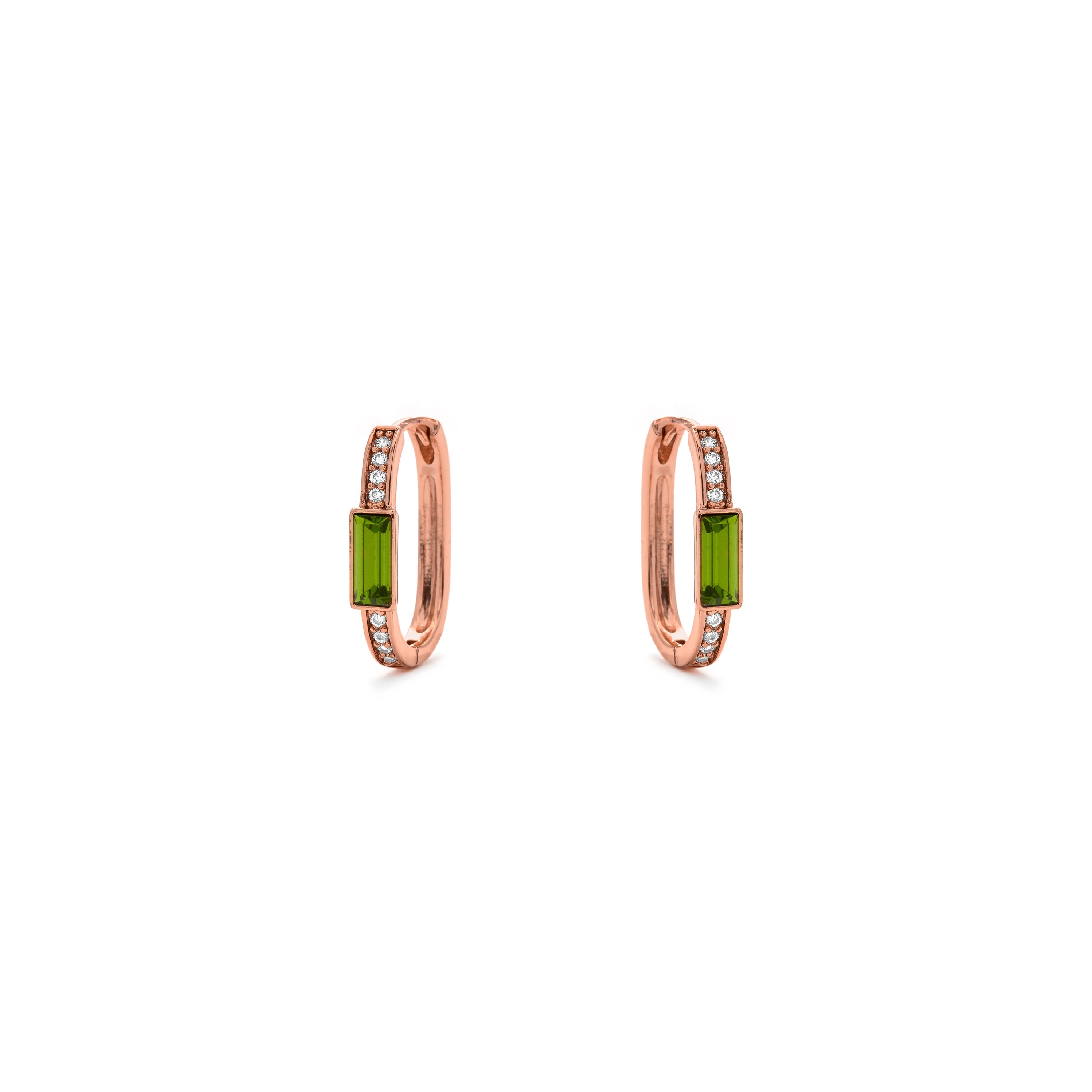 Peridot Zirconia Earrings in 18k Yellow Gold Finish - Rasbael