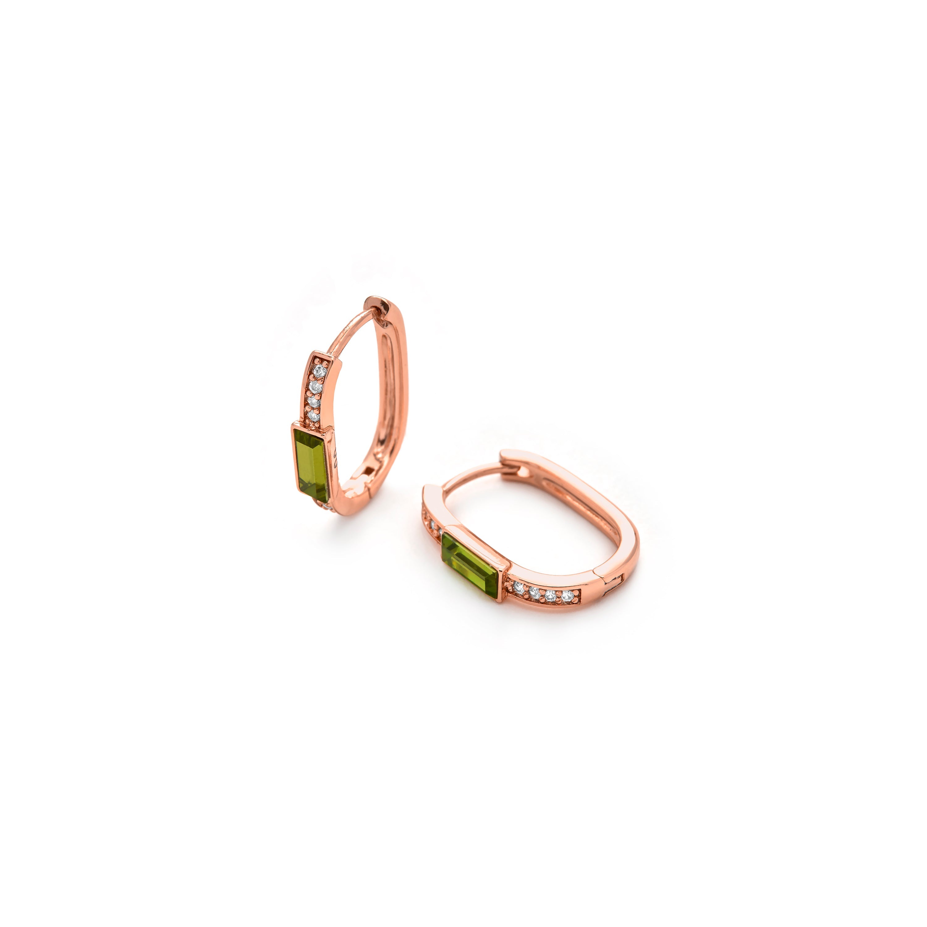 Peridot Zirconia Earrings in 18k Yellow Gold Finish - Rasbael