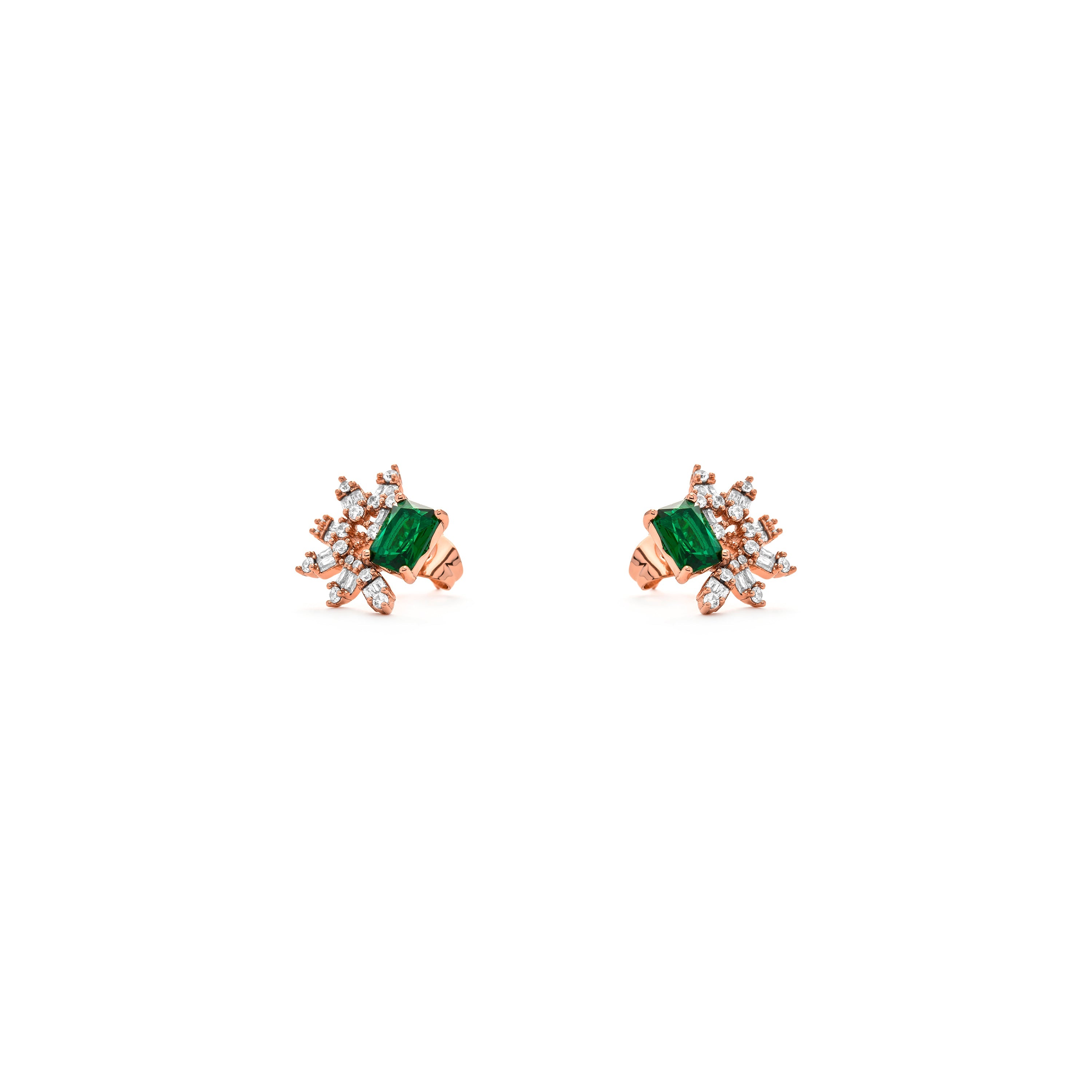 Emerald Cubic Zirconia 18k Yellow Gold Plated Earrings - Juveio