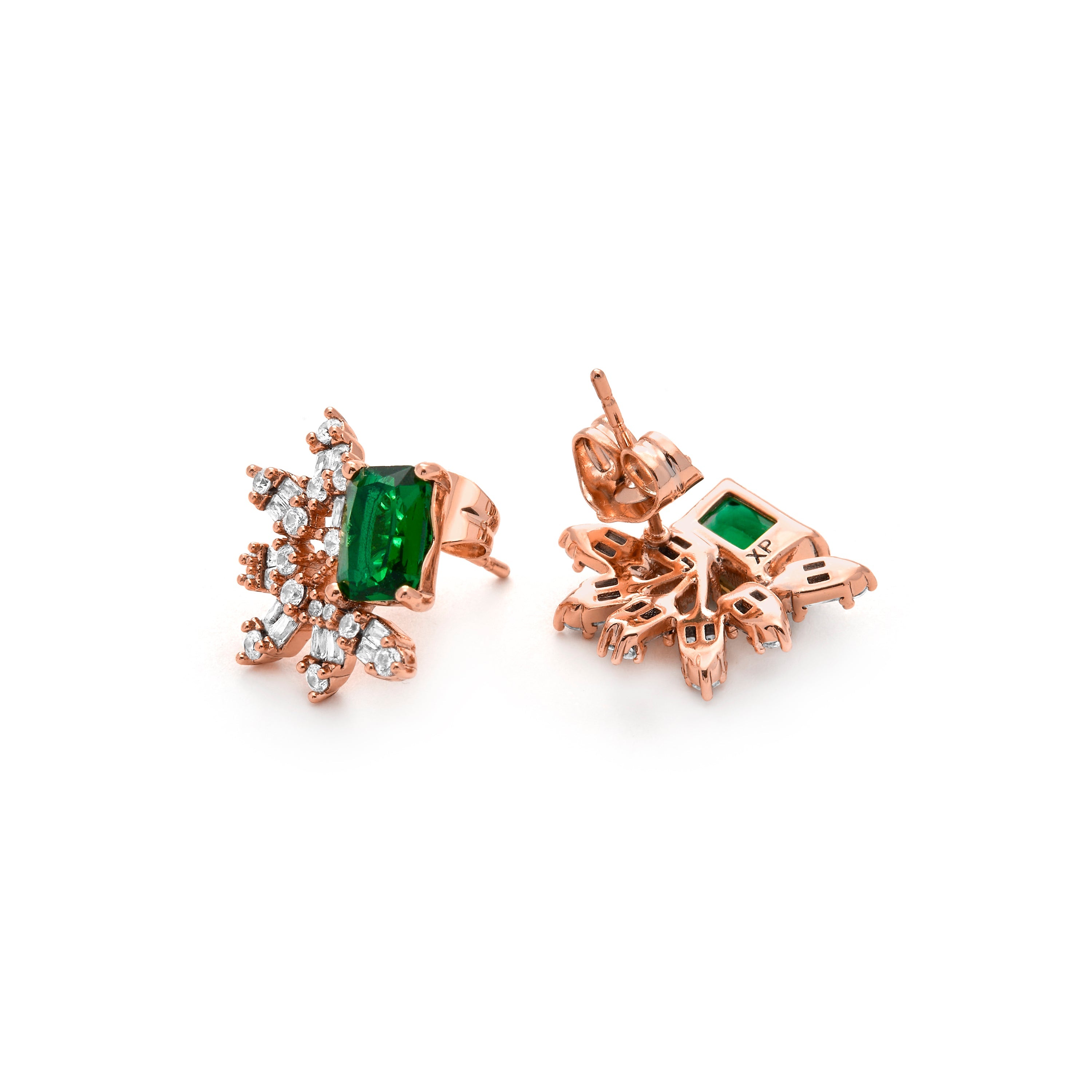 Emerald Cubic Zirconia 18k Yellow Gold Plated Earrings - Juveio
